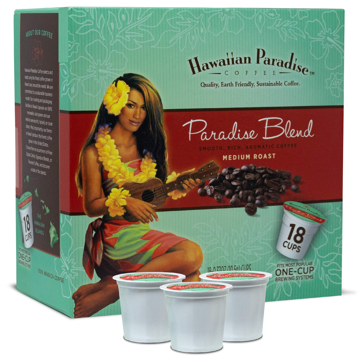 Hawaiian Paradise Coffee Cups Paradise Blend – 18 K-Cup Compatible Medium Roast