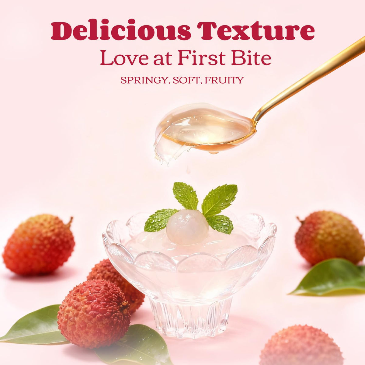 Healspot Lychee Real Fruit Juice Snacks – Konjac Jelly with Collagen Peptides & Vitamin C (10 Pouches) | Gluten Free, Keto