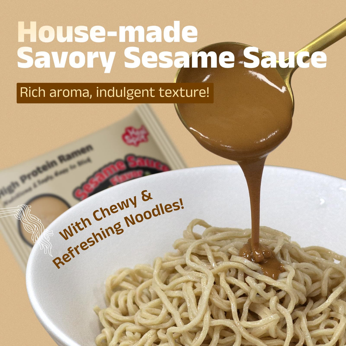 HealSpot High Protein Sesame Ramen – 30g Plant-Based Protein, Low Fat, Keto Friendly