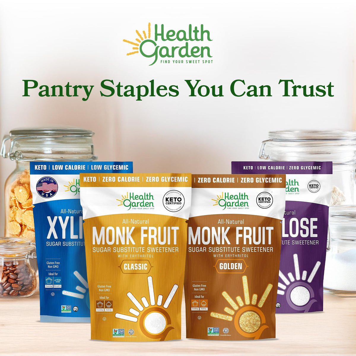 Health Garden Monk Fruit Sweetener 40oz – 1:1 Sugar Substitute, Keto, Zero Calorie