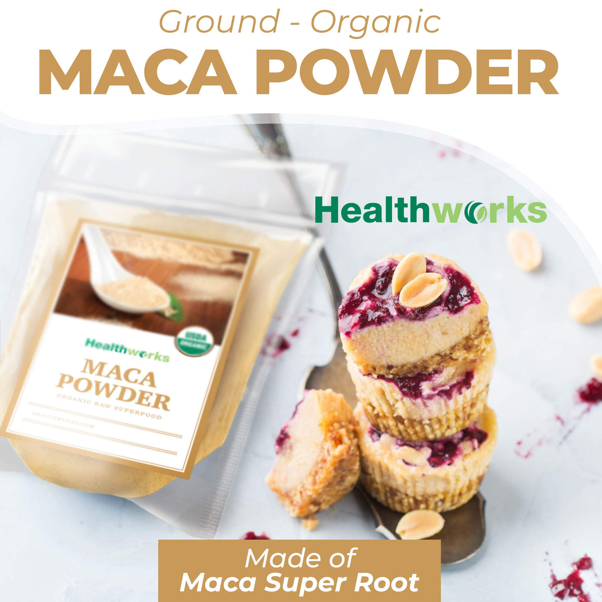 Healthworks Organic Maca Powder Raw - 32 oz | Peruvian Ginseng, Vegan