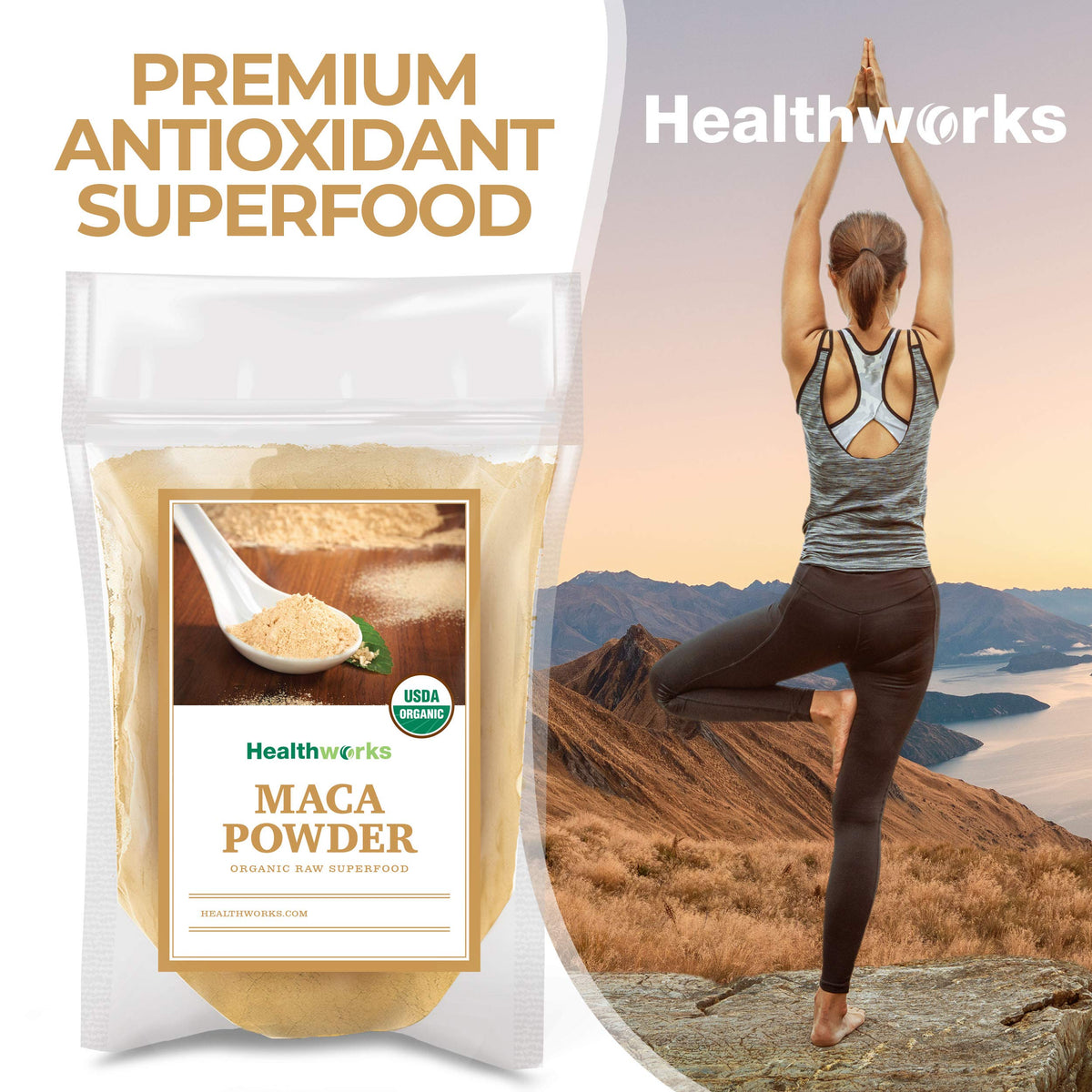Healthworks Organic Maca Powder Raw - 32 oz | Peruvian Ginseng, Vegan