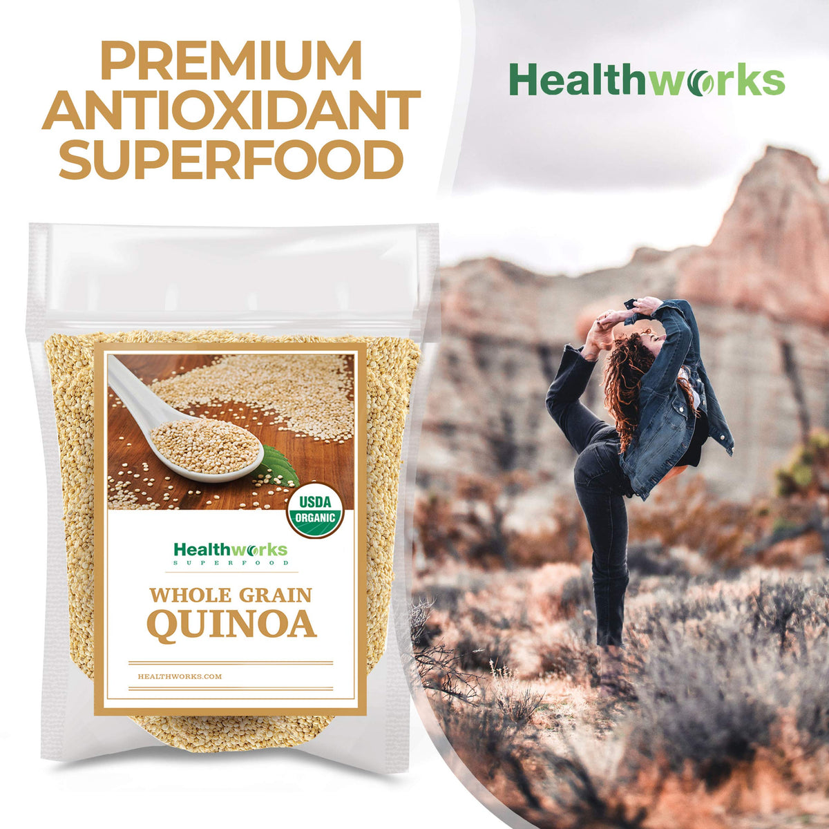 Healthworks Organic Quinoa White Whole Grain - 80 oz | Plant-Based Protein & Fiber