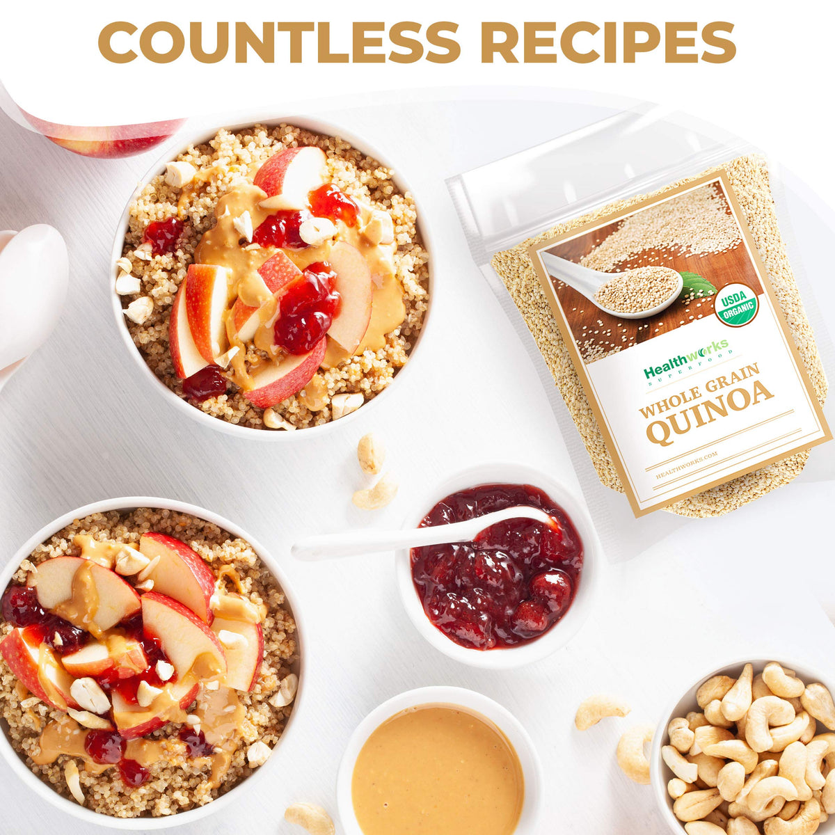 Healthworks Organic Quinoa White Whole Grain - 80 oz | Plant-Based Protein & Fiber