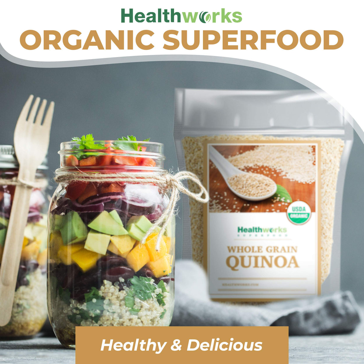 Healthworks Organic Quinoa White Whole Grain - 80 oz | Plant-Based Protein & Fiber