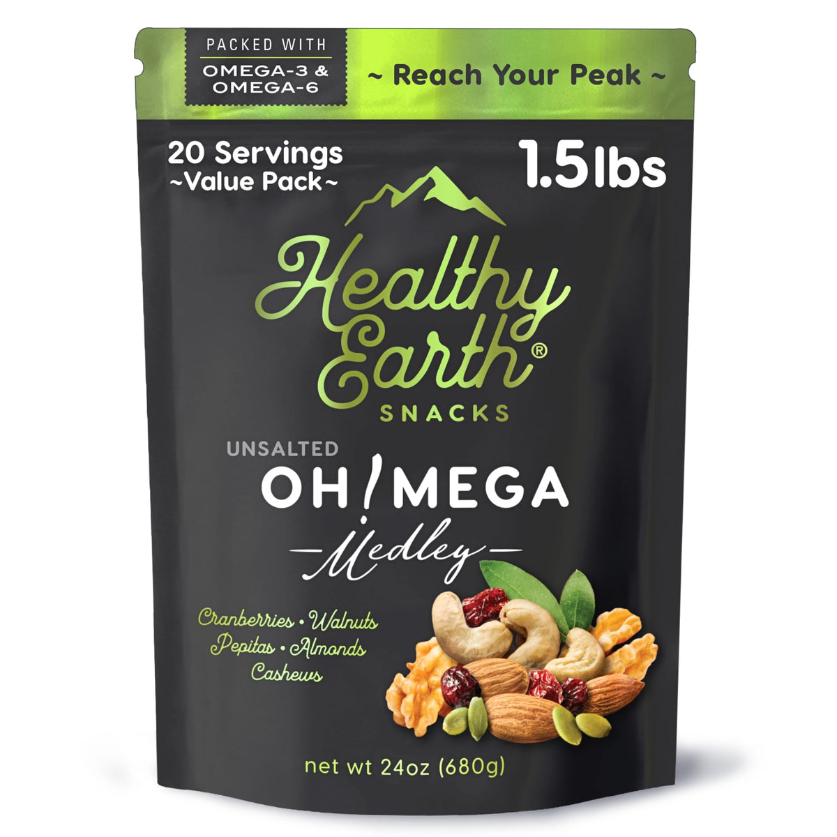 Healthy Earth Mixed Nuts Unsalted | Trail Mix – Gluten Free, Peanut-Free, High Fiber, Omega-3 & Omega-6