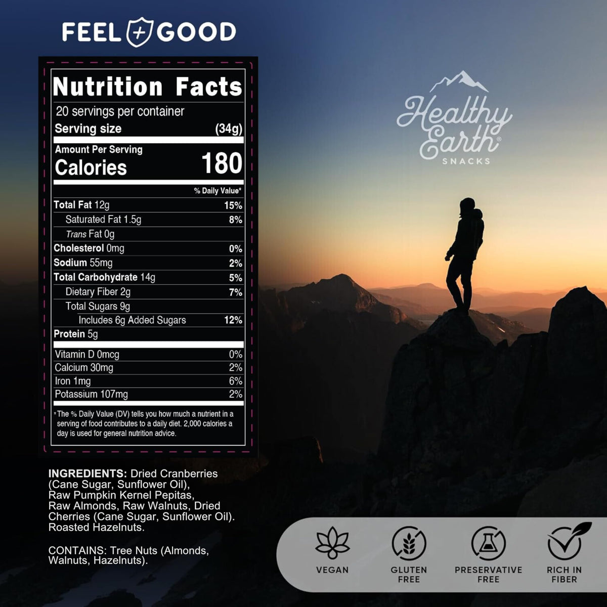 Healthy Earth Mixed Nuts Unsalted Trail Mix – Gluten Free & No Peanuts