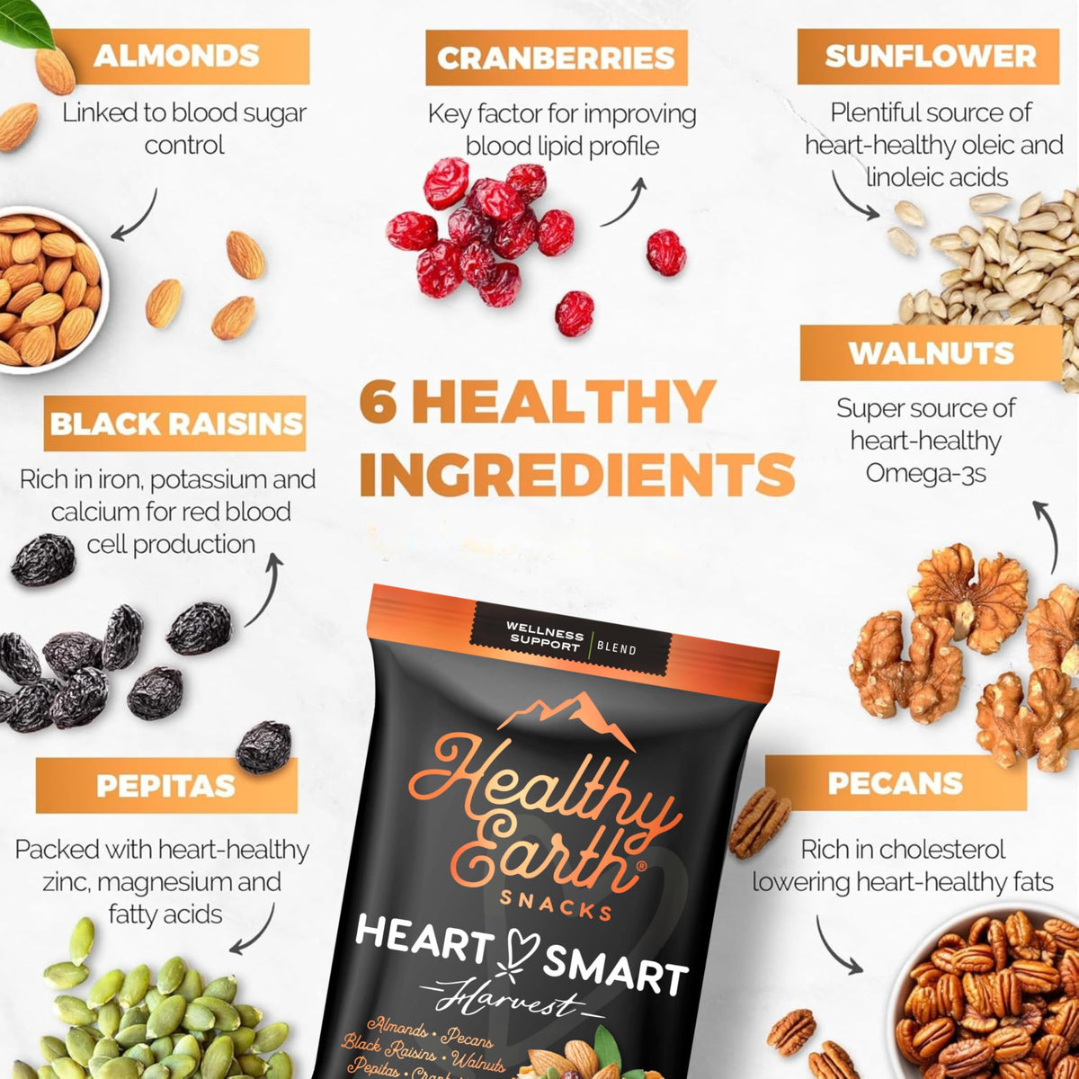 Healthy Earth Oh! Mega Medley – Mixed Nuts Unsalted Trail Mix | Gluten Free, High Fiber, No Preservatives