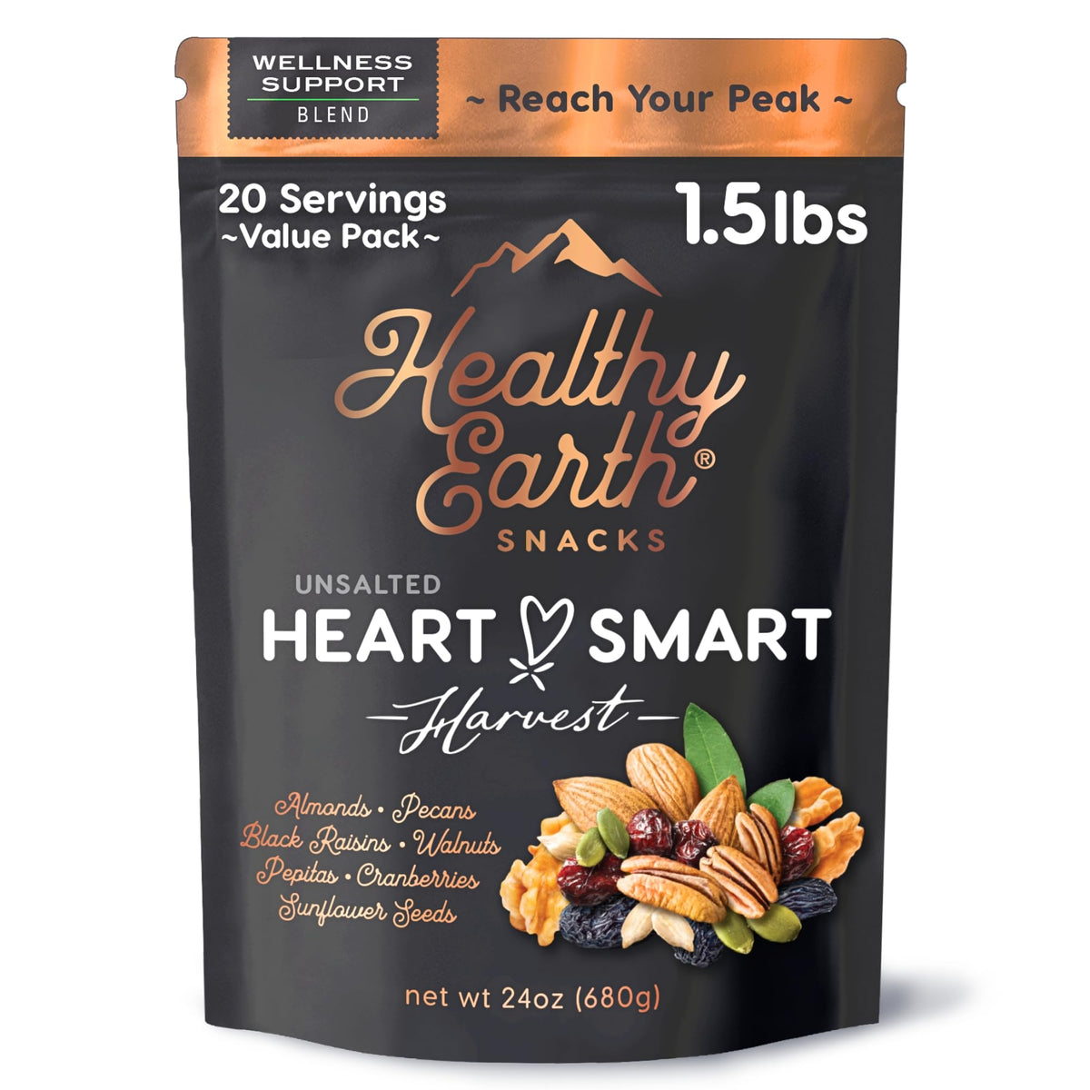 Healthy Earth Oh! Mega Medley – Mixed Nuts Unsalted Trail Mix | Gluten Free, High Fiber, No Preservatives