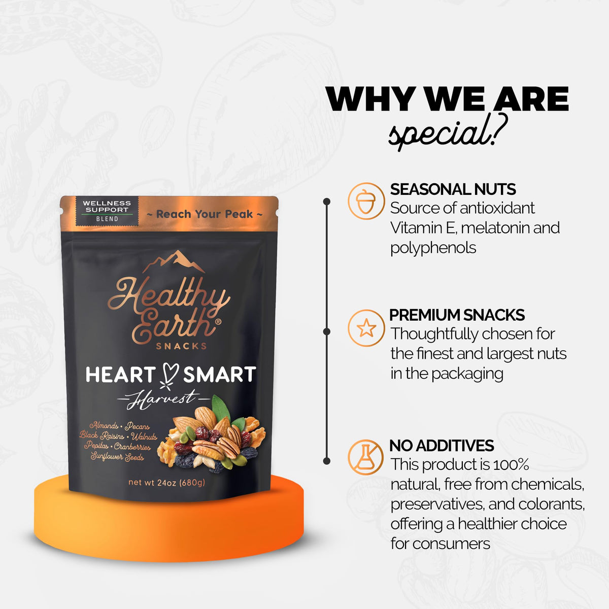 Healthy Earth Oh! Mega Medley – Mixed Nuts Unsalted Trail Mix | Gluten Free, High Fiber, No Preservatives