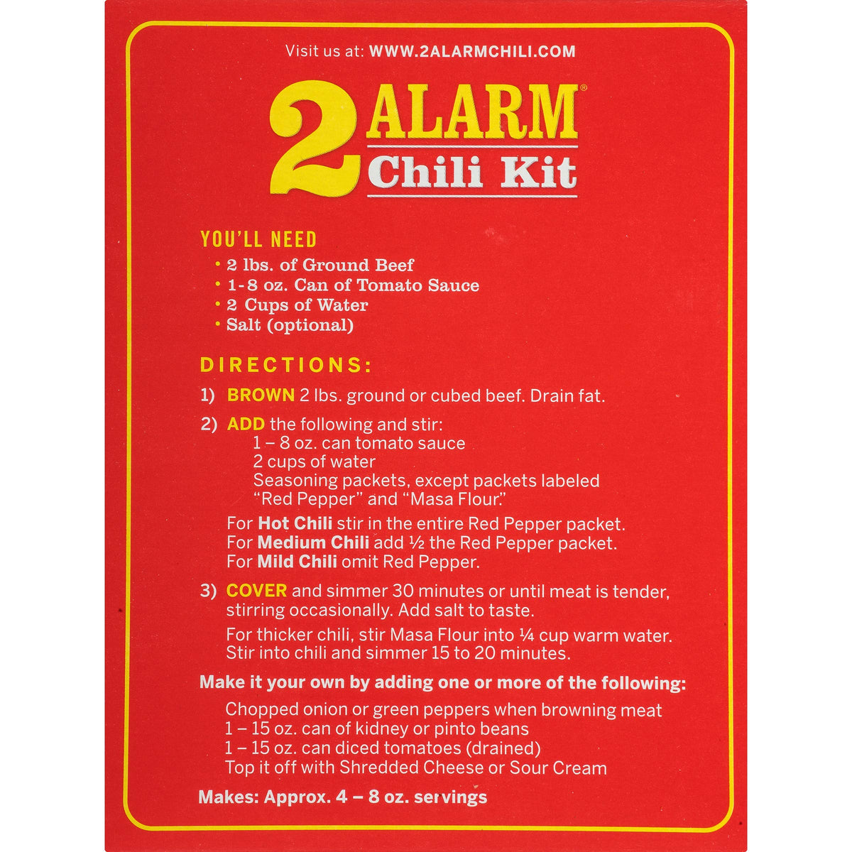 Wick Fowler's 2-Alarm Chili Kit – Authentic Texas-Style Chili Seasoning (Pack of 8)
