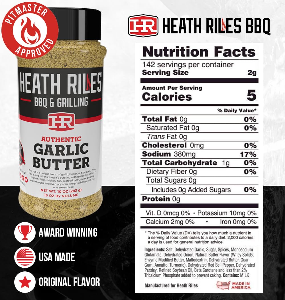 Heath Riles BBQ Rub - Garlic Butter Seasoning (2 lb / 32 oz) | Champion Pitmaster Formula