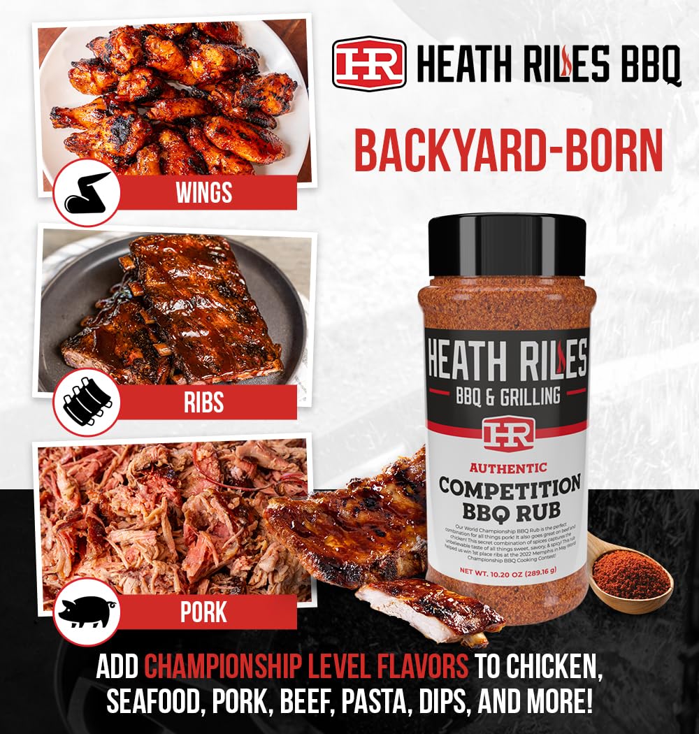 Heath Riles BBQ Rub – Competition Seasoning for Smoking & Grilling, 2 lb / 32 oz