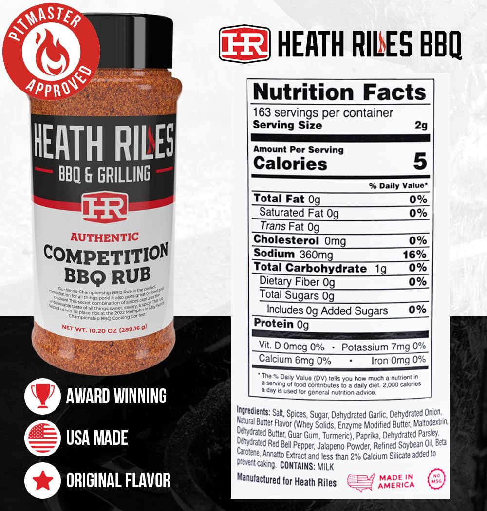 Heath Riles BBQ Rub – Competition Seasoning for Smoking & Grilling, 2 lb / 32 oz