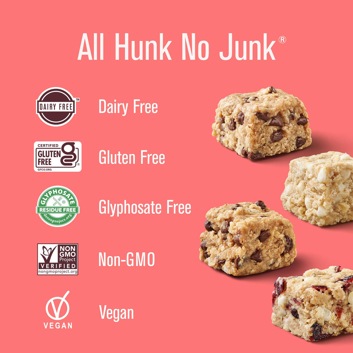 Heavenly Hunks Variety Pack 4 x 6oz Bags – Oatmeal Chocolate Chip, Oatmeal White Chip, Peanut Butter Chocolate & Cranberry White Chip