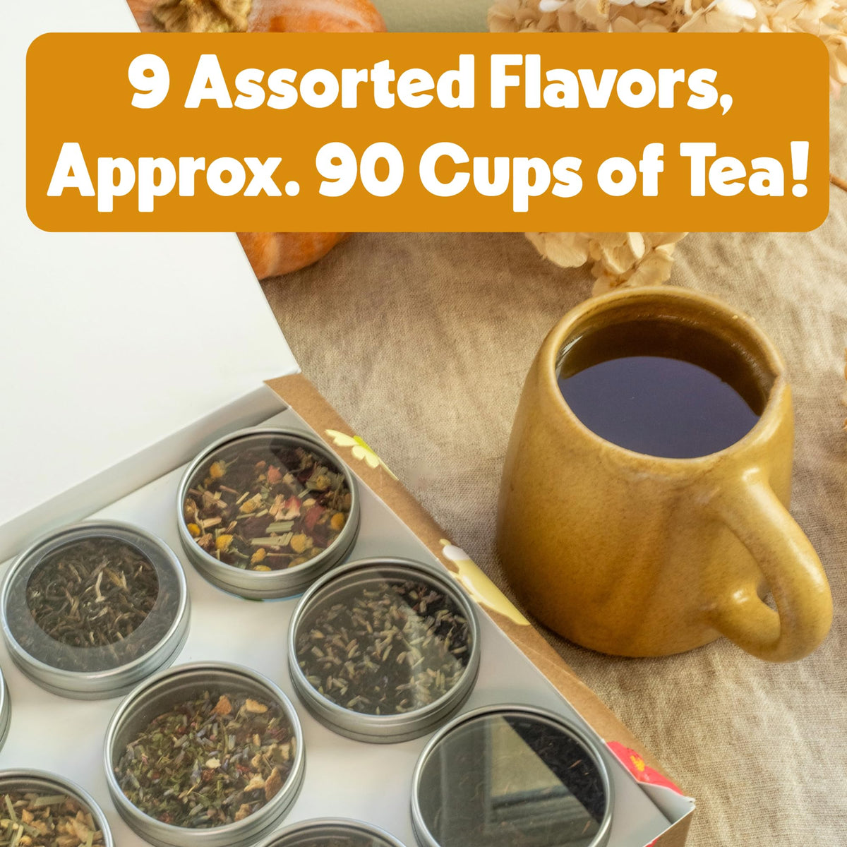 Heavenly Tea Leaves Organic 9-Flavor Loose Leaf Tea Variety Pack | Premium Whole Leaf Sampler Gift Box (Approx. 90 Cups)