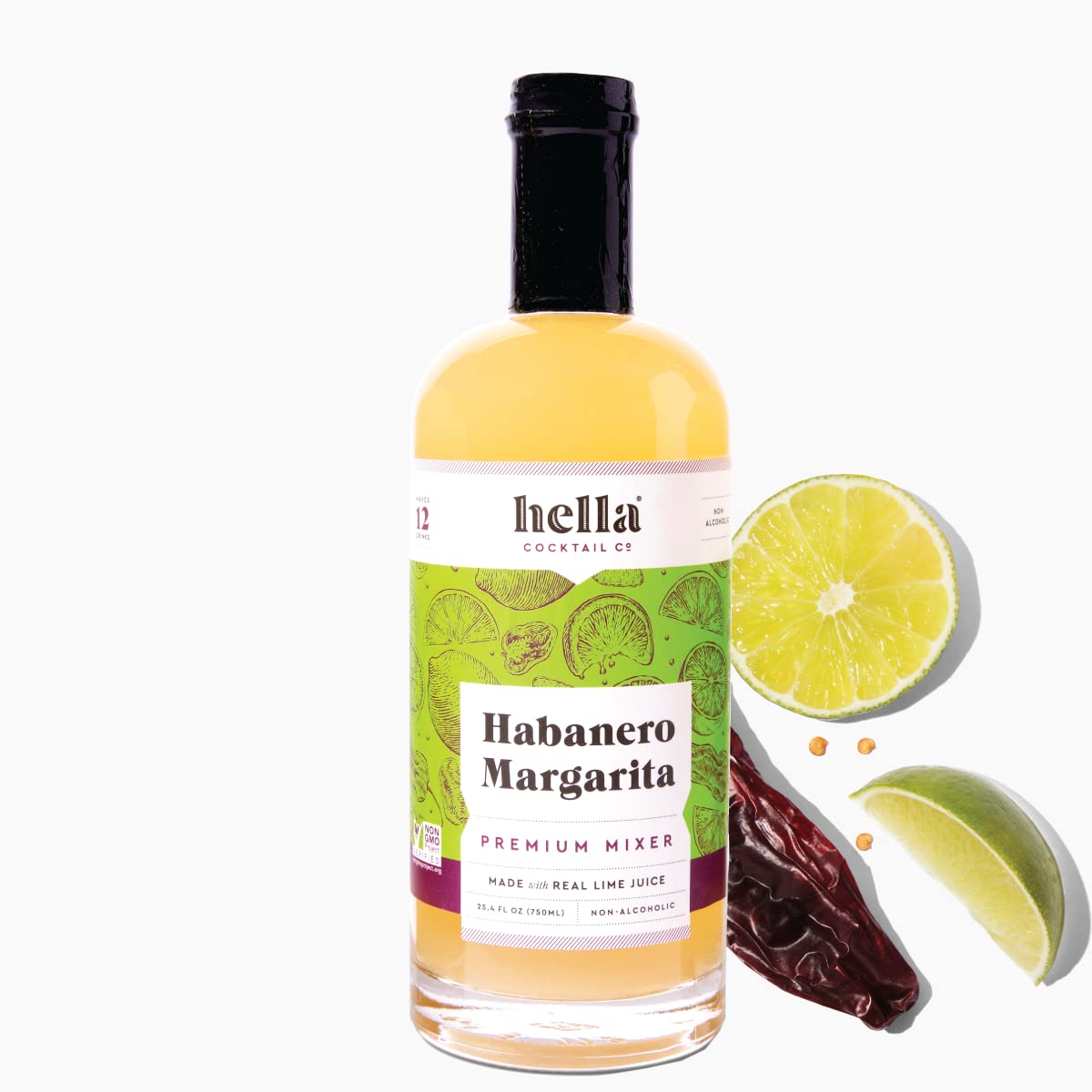 Hella Cocktail Co. Premium Habanero Margarita Mixer | Real Lime Juice & Habanero Pepper