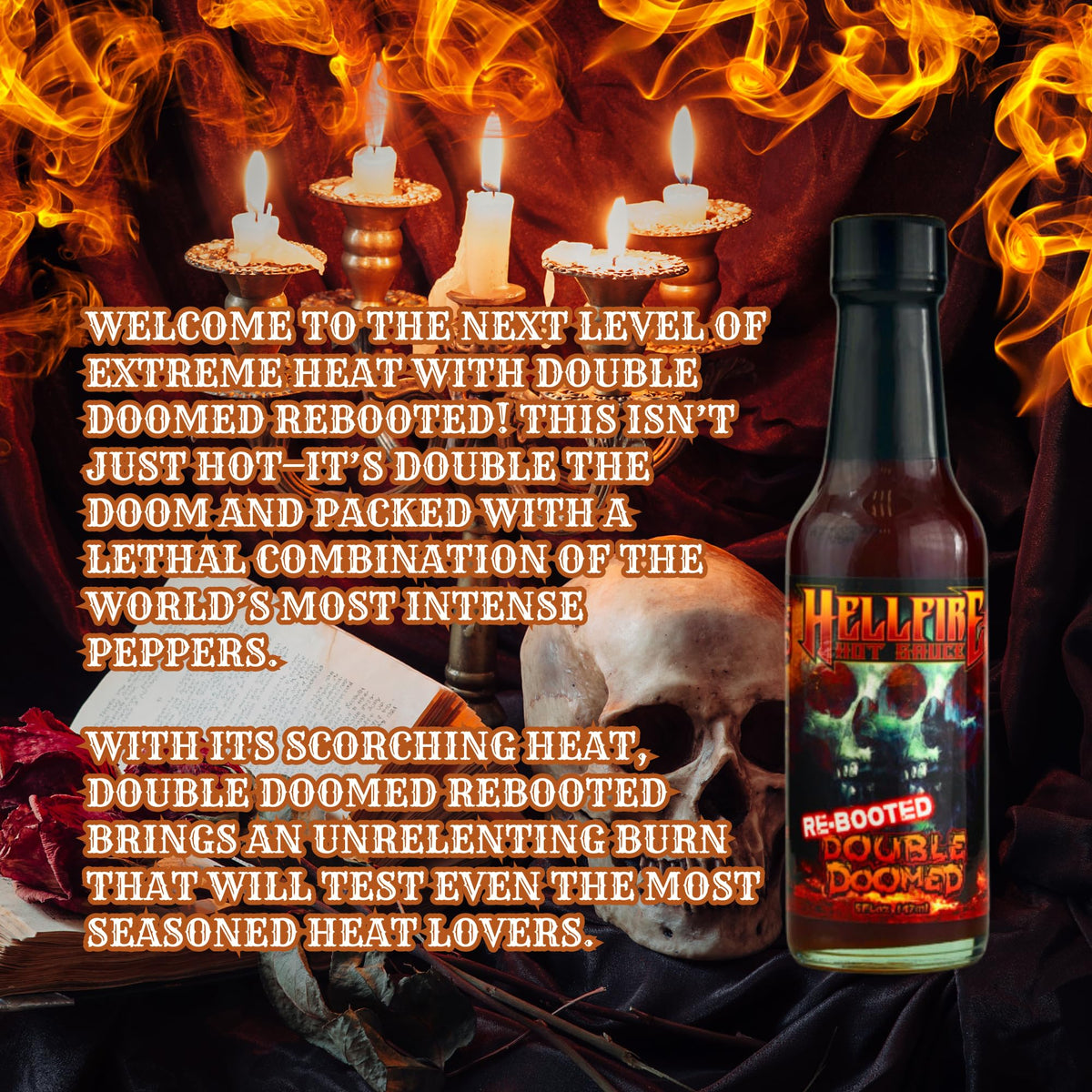 Hellfire Hot Sauce Double Doomed Rebooted – Extreme Heat with 6.66M SHU Pepper Extract