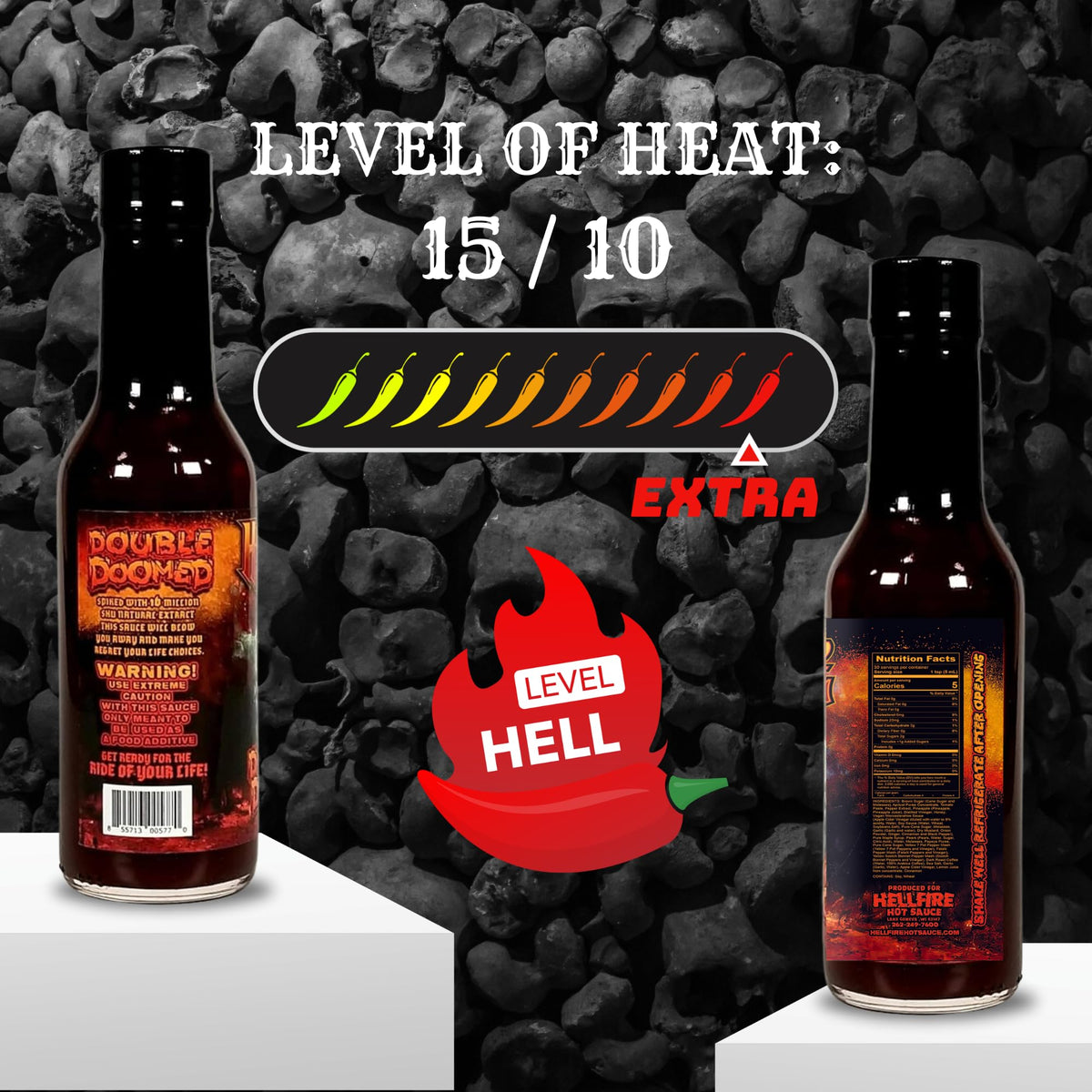 Hellfire Hot Sauce Double Doomed Rebooted – Extreme Heat with 6.66M SHU Pepper Extract
