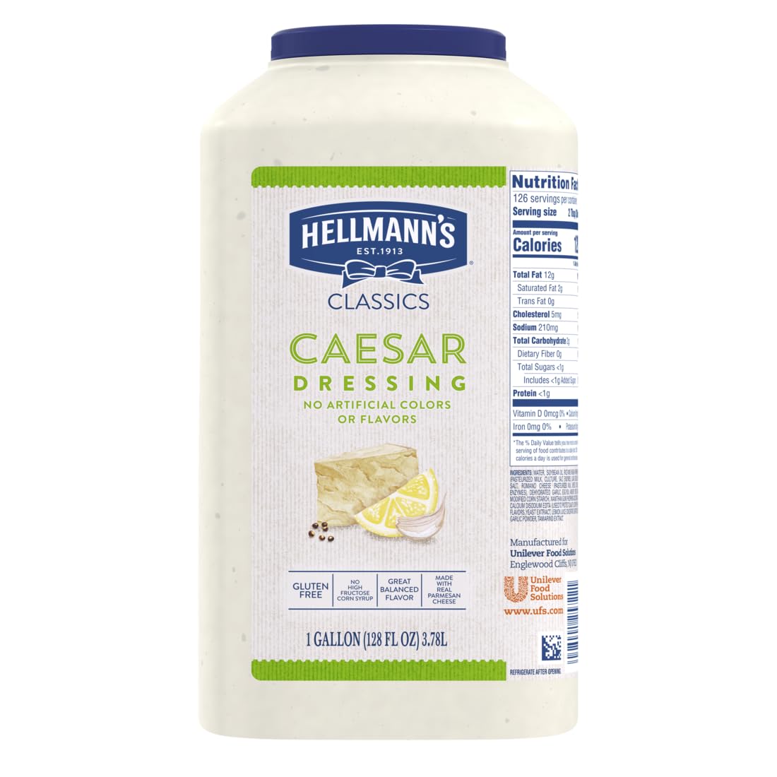 Hellmann's Classics Caesar Salad Dressing Jug – Gluten Free, No Artificial Flavors, 1 Gallon