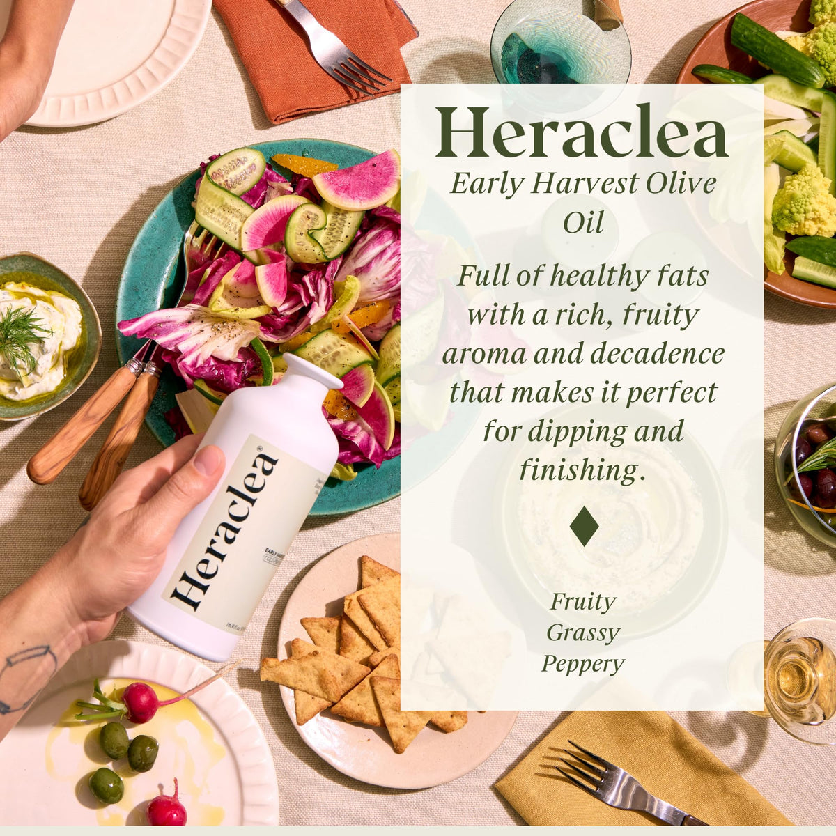 Heraclea Early Harvest Extra Virgin Olive Oil – Organic, Cold-Pressed EVOO | 16.9oz Bottle