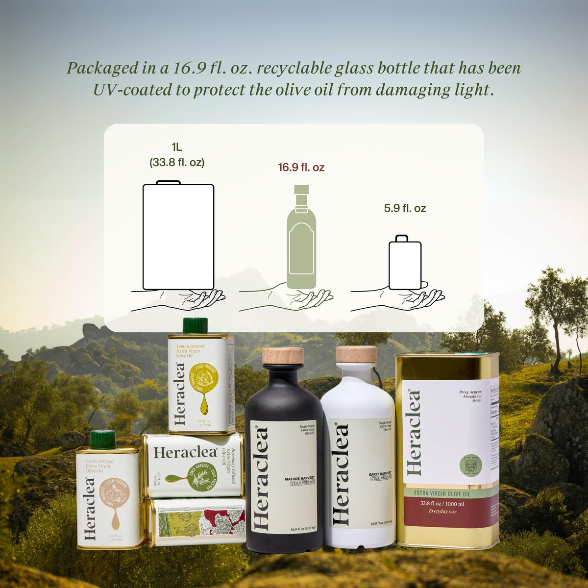 Heraclea Mature Harvest Organic EVOO – Cold-Pressed Extra Virgin Olive Oil, 16.9oz