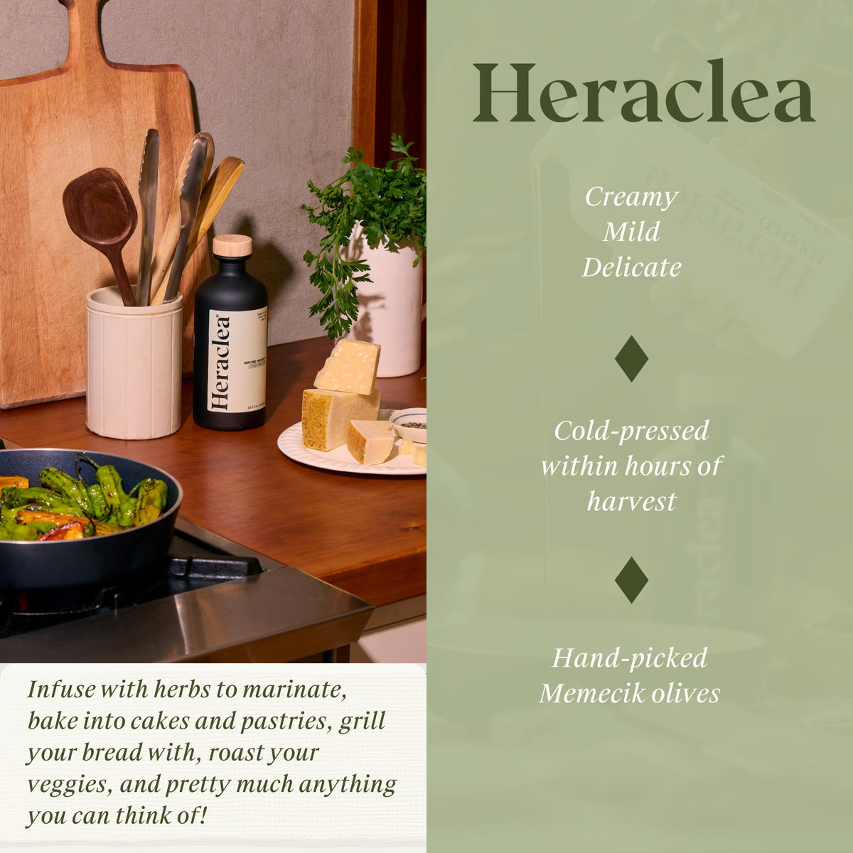 Heraclea Mature Harvest Organic EVOO – Cold-Pressed Extra Virgin Olive Oil, 16.9oz