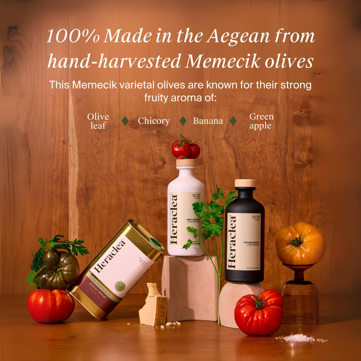 Heraclea Mature Harvest Organic EVOO – Cold-Pressed Extra Virgin Olive Oil, 16.9oz