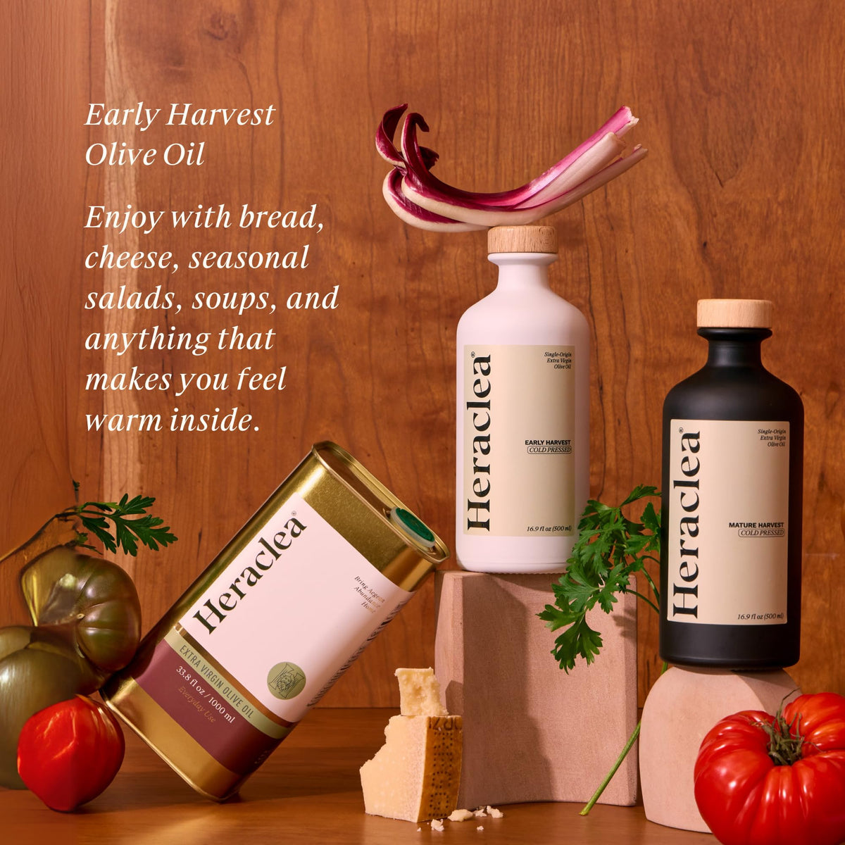 Heraclea Early Harvest Extra Virgin Olive Oil – Organic, Cold-Pressed EVOO | 16.9oz Bottle