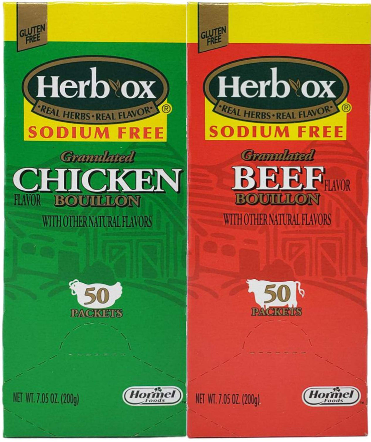 Herb-Ox Sodium Free Bouillon Bundle: Beef & Chicken, 100 Packets
