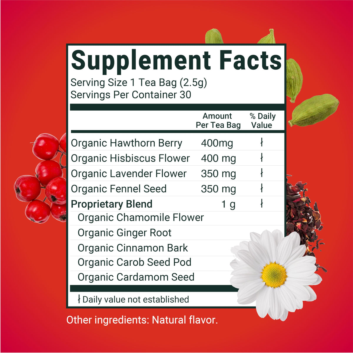 Herbaly Heart Functional Tea – 9 Superherbs, Organic & Caffeine-Free | 30 Pyramid Bags