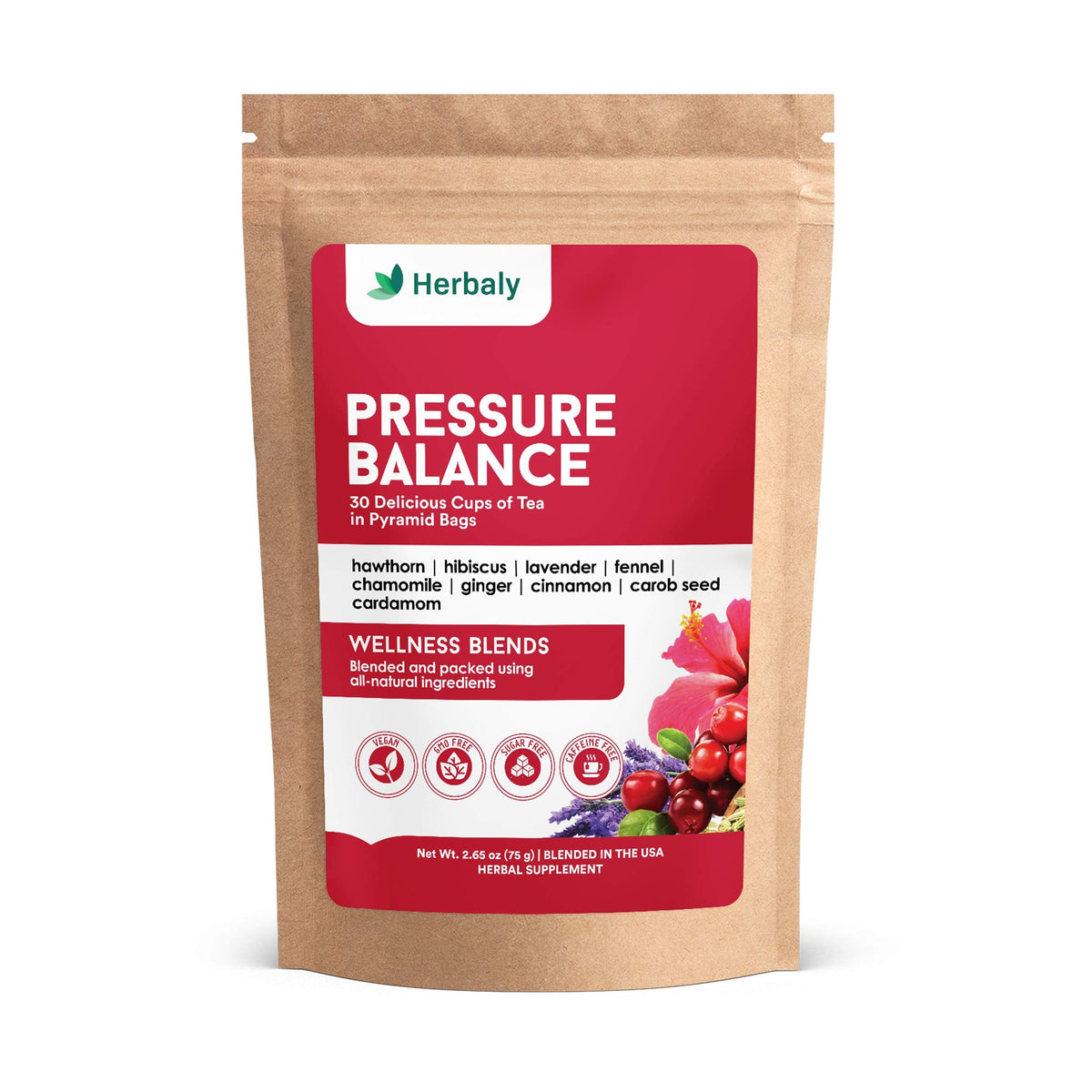 Herbaly Heart Functional Tea – 9 Superherbs, Organic & Caffeine-Free | 30 Pyramid Bags