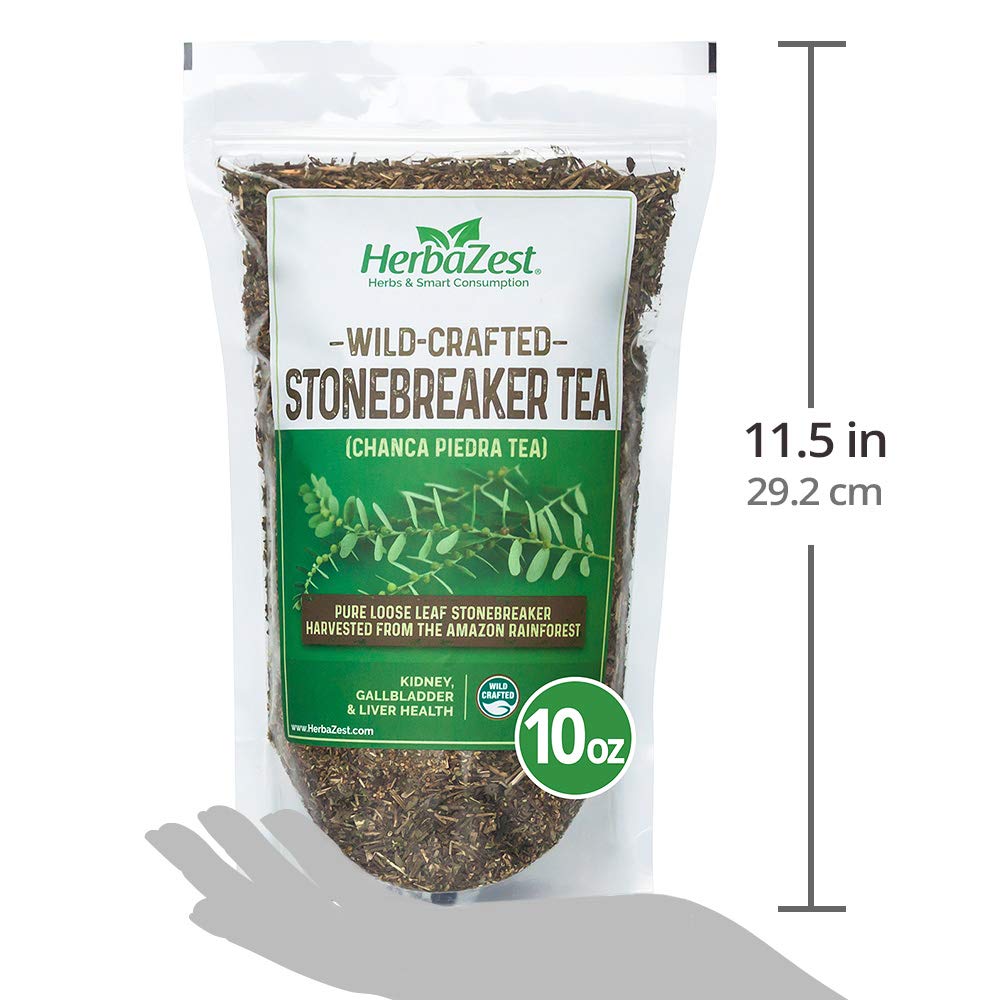 HerbaZest Stonebreaker Tea – 10oz Loose Leaves (Chanca Piedra) – Wild-Crafted, Gluten-Free, Caffeine-Free