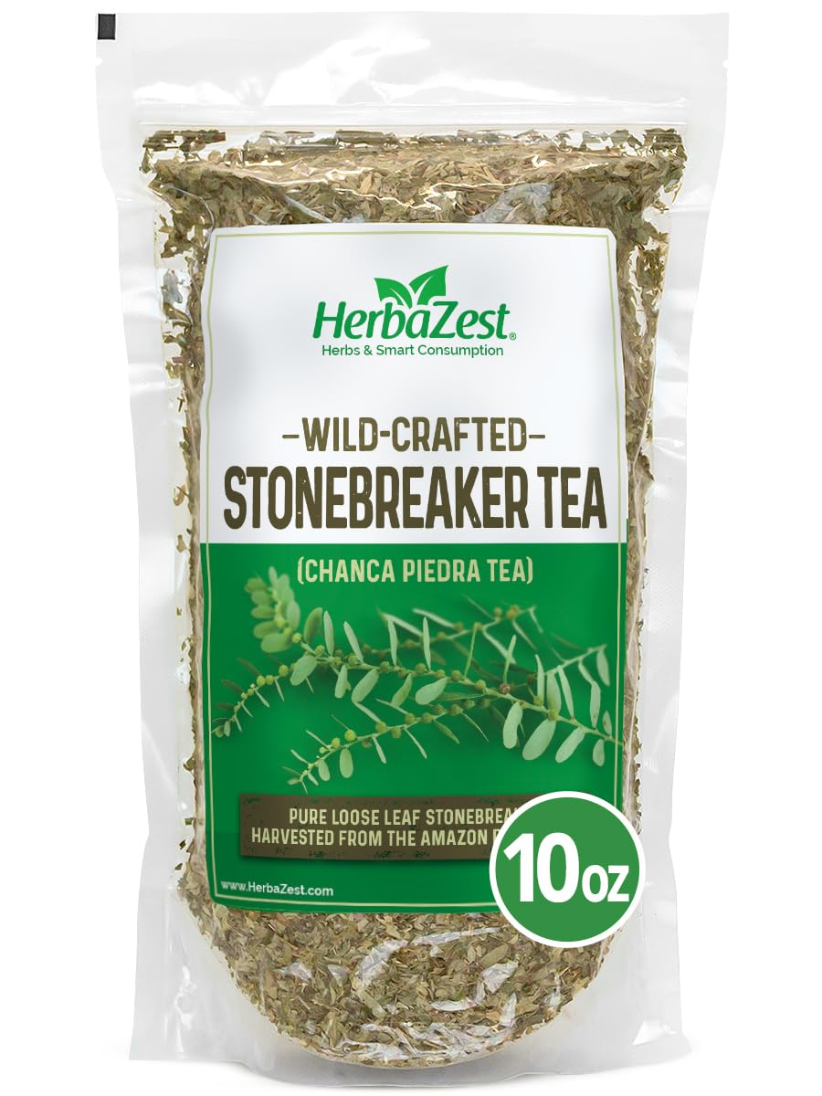 HerbaZest Stonebreaker Tea – 10oz Loose Leaves (Chanca Piedra) – Wild-Crafted, Gluten-Free, Caffeine-Free