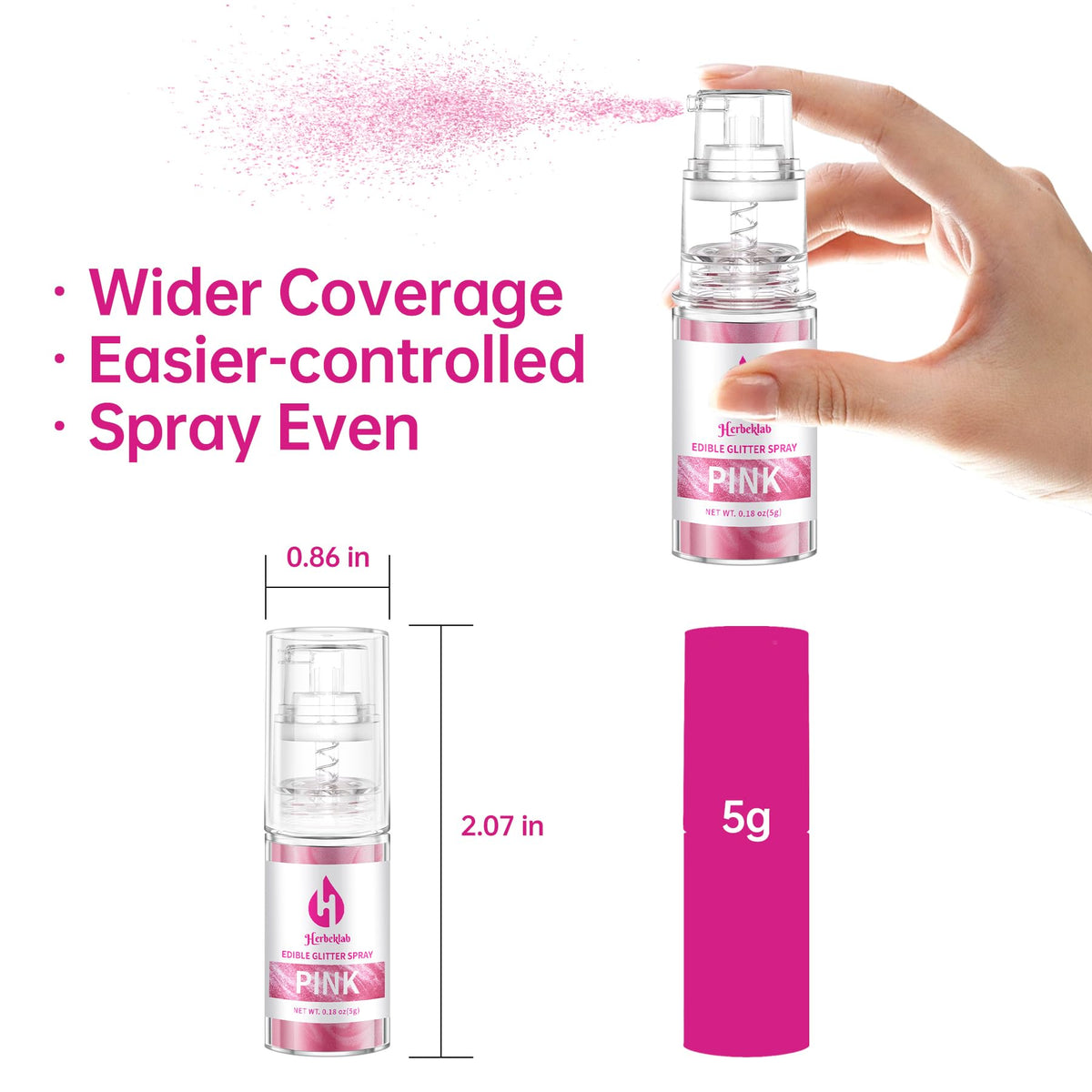 Herbeklab Edible Glitter Spray Set – 8 Colors Food Grade Glitter for Cakes, Cookies, Desserts & Drinks
