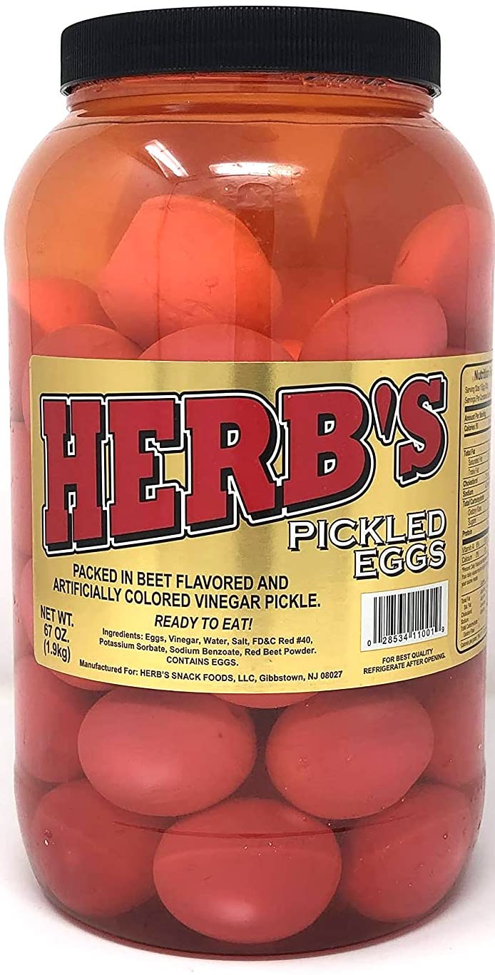 Herb's Packed in Vinegar Red Pickled Eggs – 67 oz Gallon Jar | Herbs
