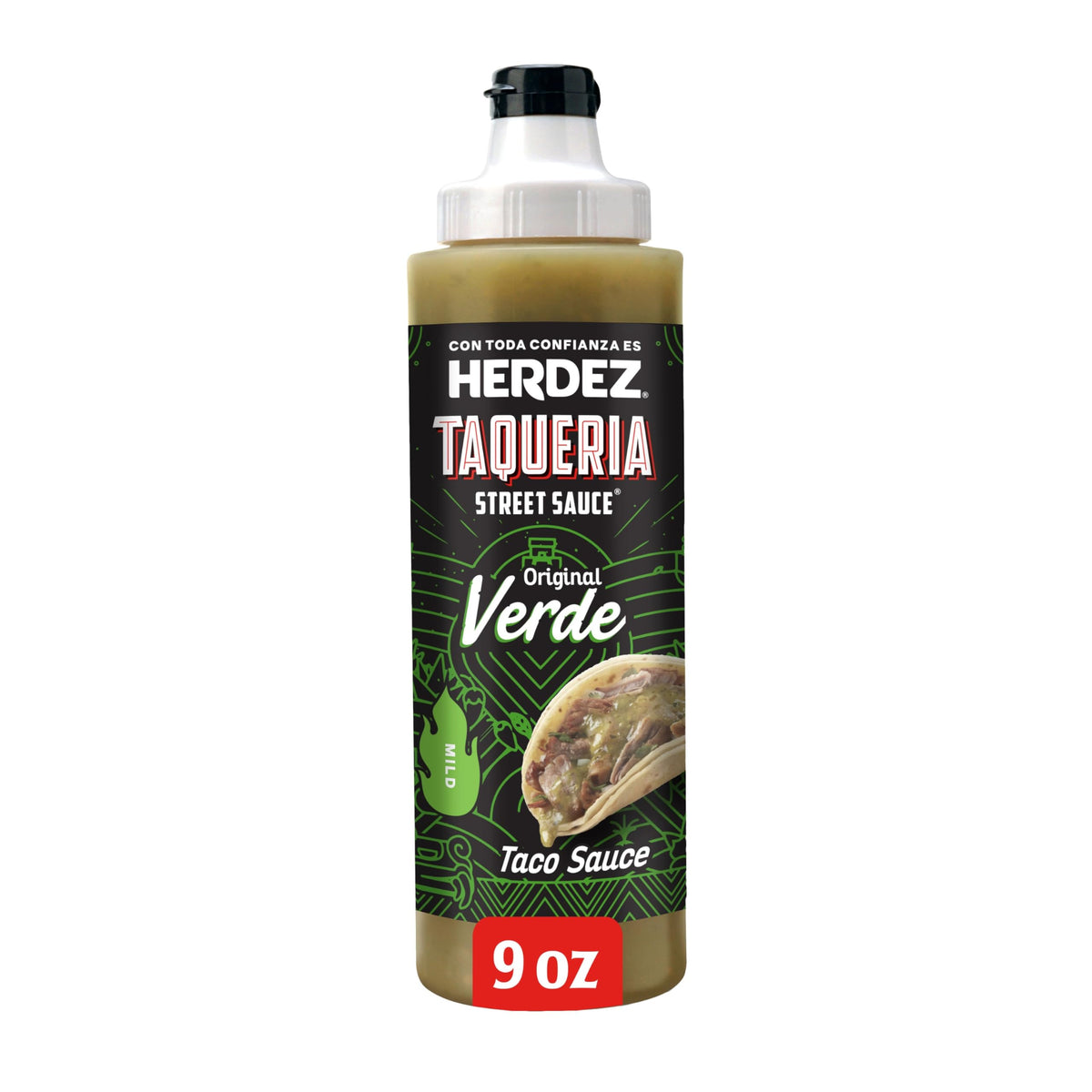 Herdez Taqueria Street Sauce Verde Taco Sauce – 9 oz Squeeze Bottle (Pack of 8)