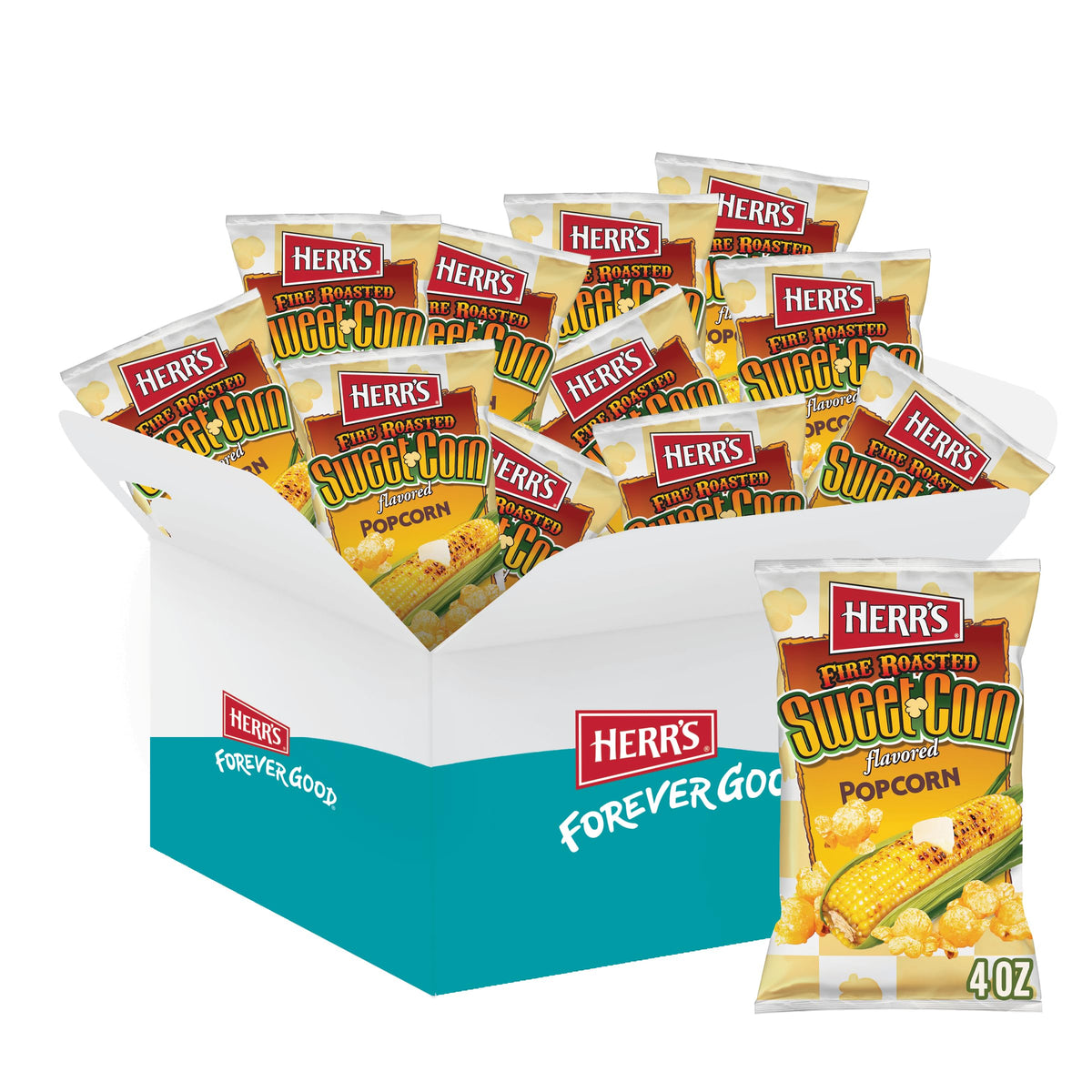 Herr's Fire Roasted Sweet Corn Popcorn – 4 oz Bags (Pack of 12)
