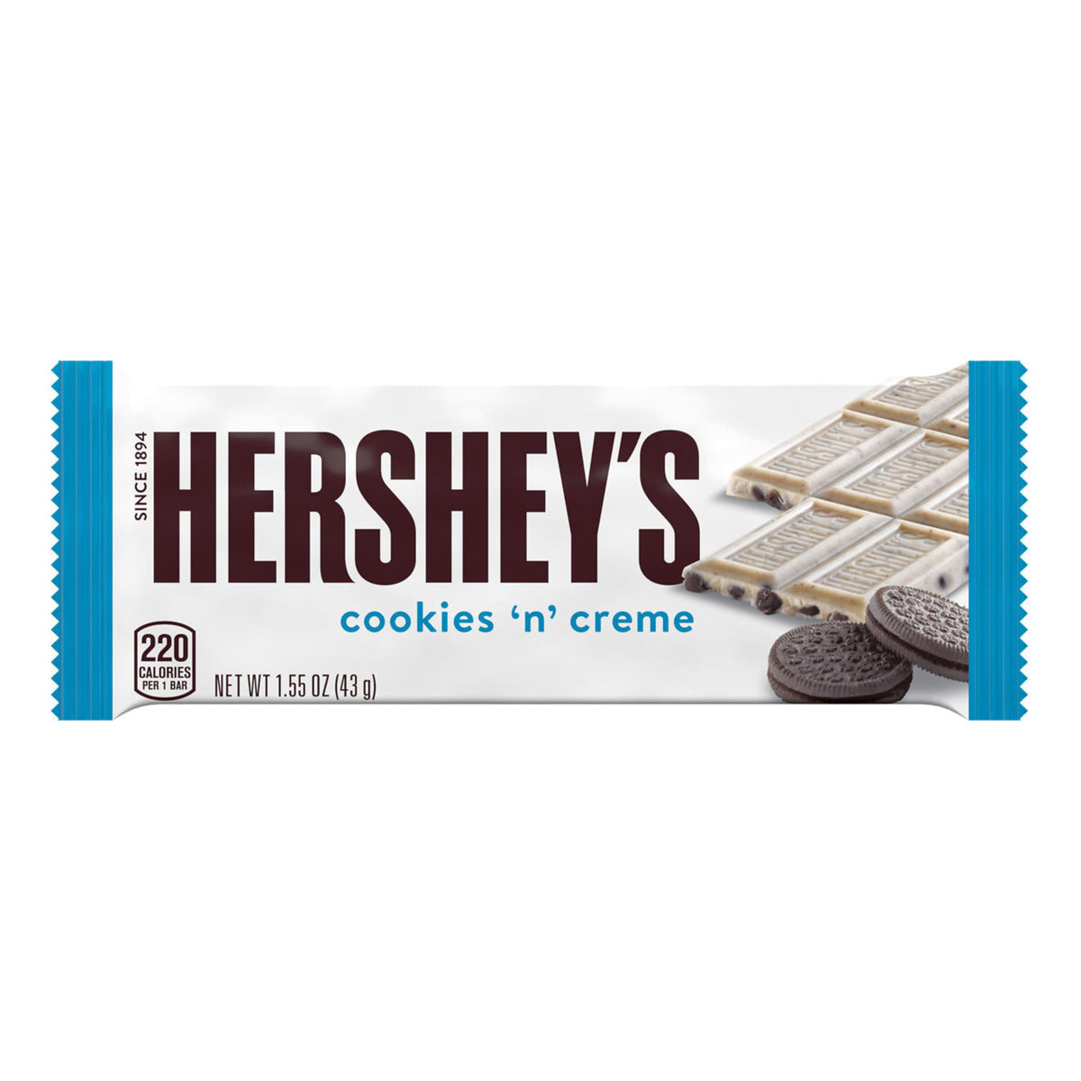 HERSHEY'S Cookies 'n' Creme Candy Bars - 1.55 oz (36 Count) | Creamy White Creme & Crunchy Cookie Bits