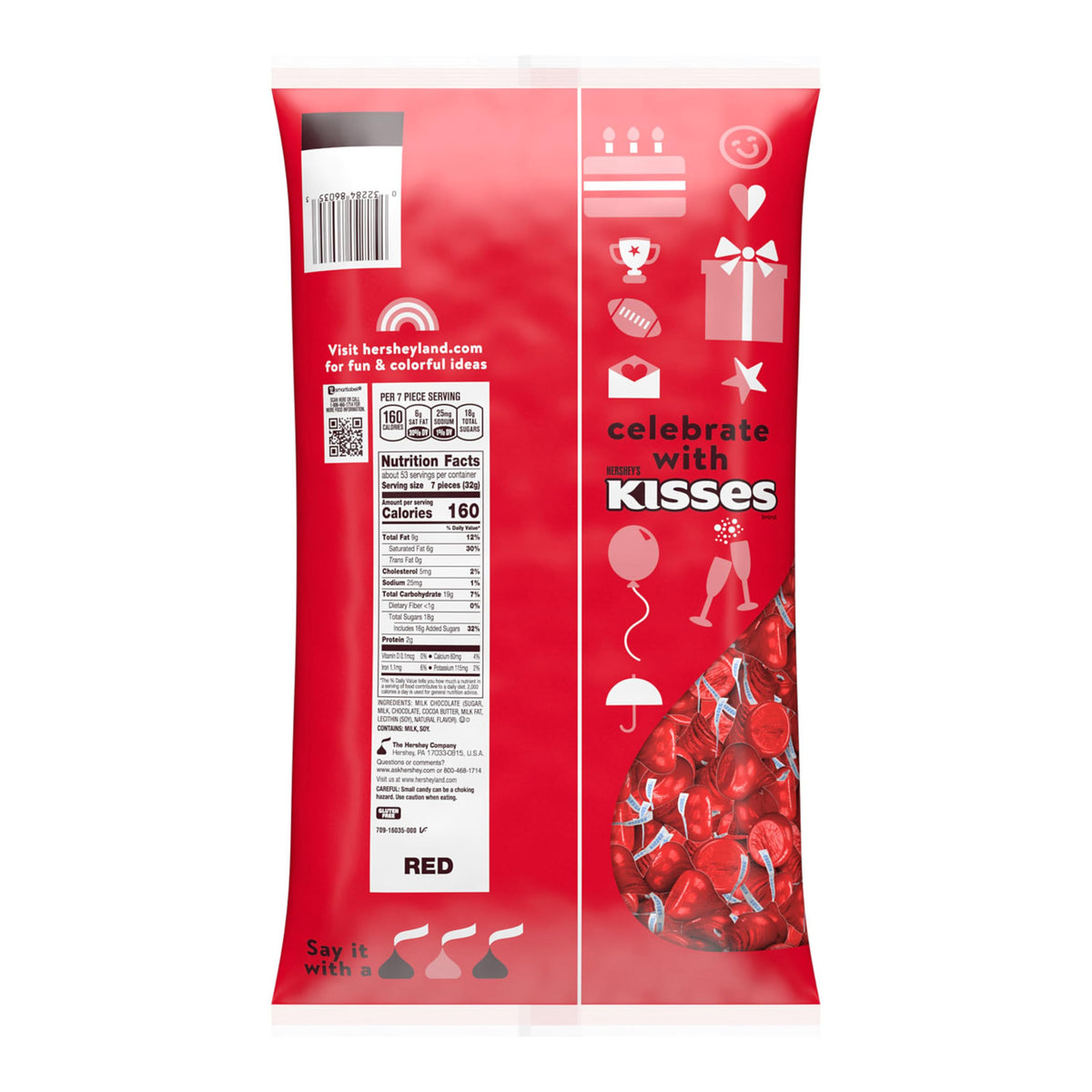 HERSHEY'S KISSES Milk Chocolate Candy Bulk Bag, 60 oz – Holiday Treats, Stocking Stuffers & Party Favors