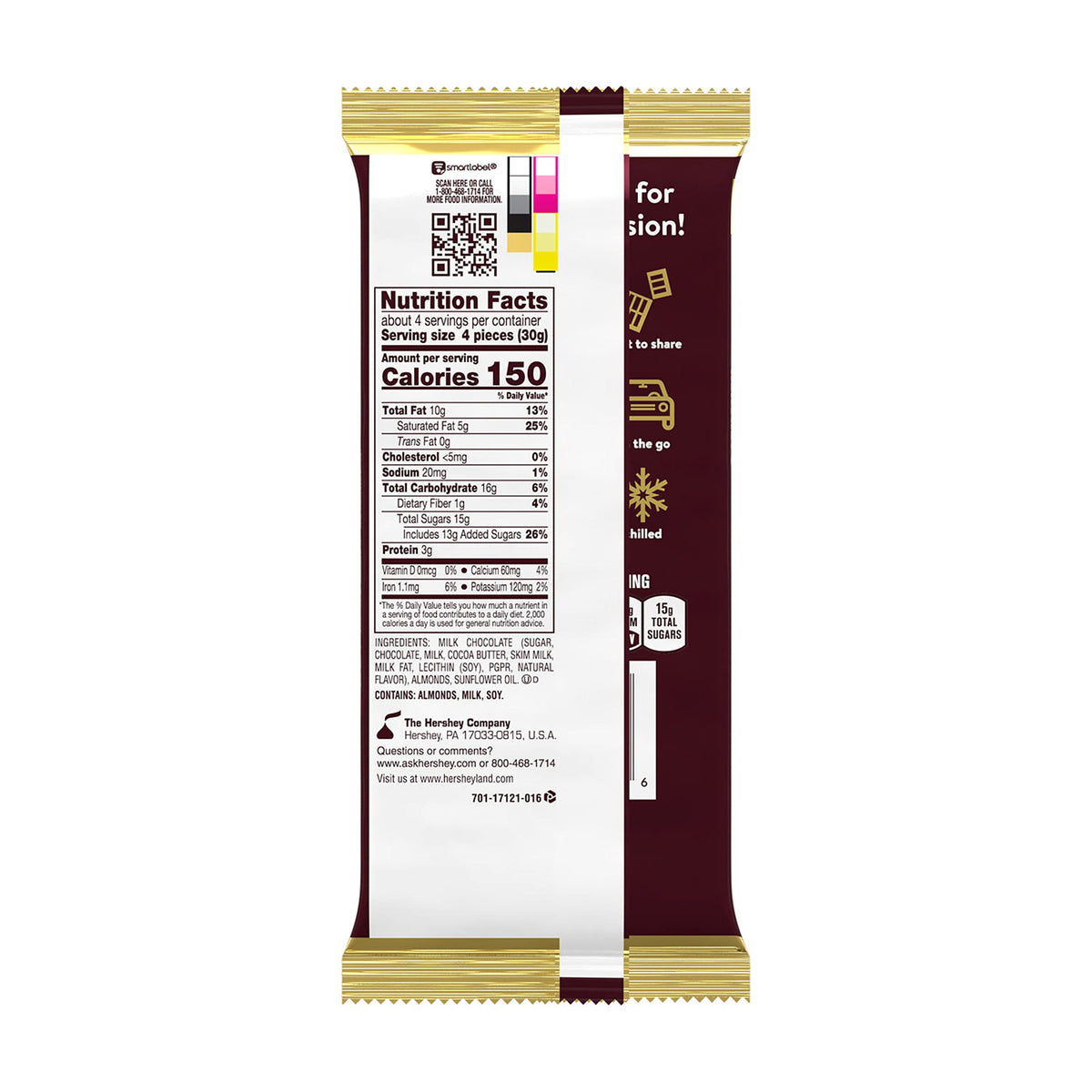 HERSHEY'S Milk Chocolate with Almonds XL Bars – 12 Count, 4.25 oz