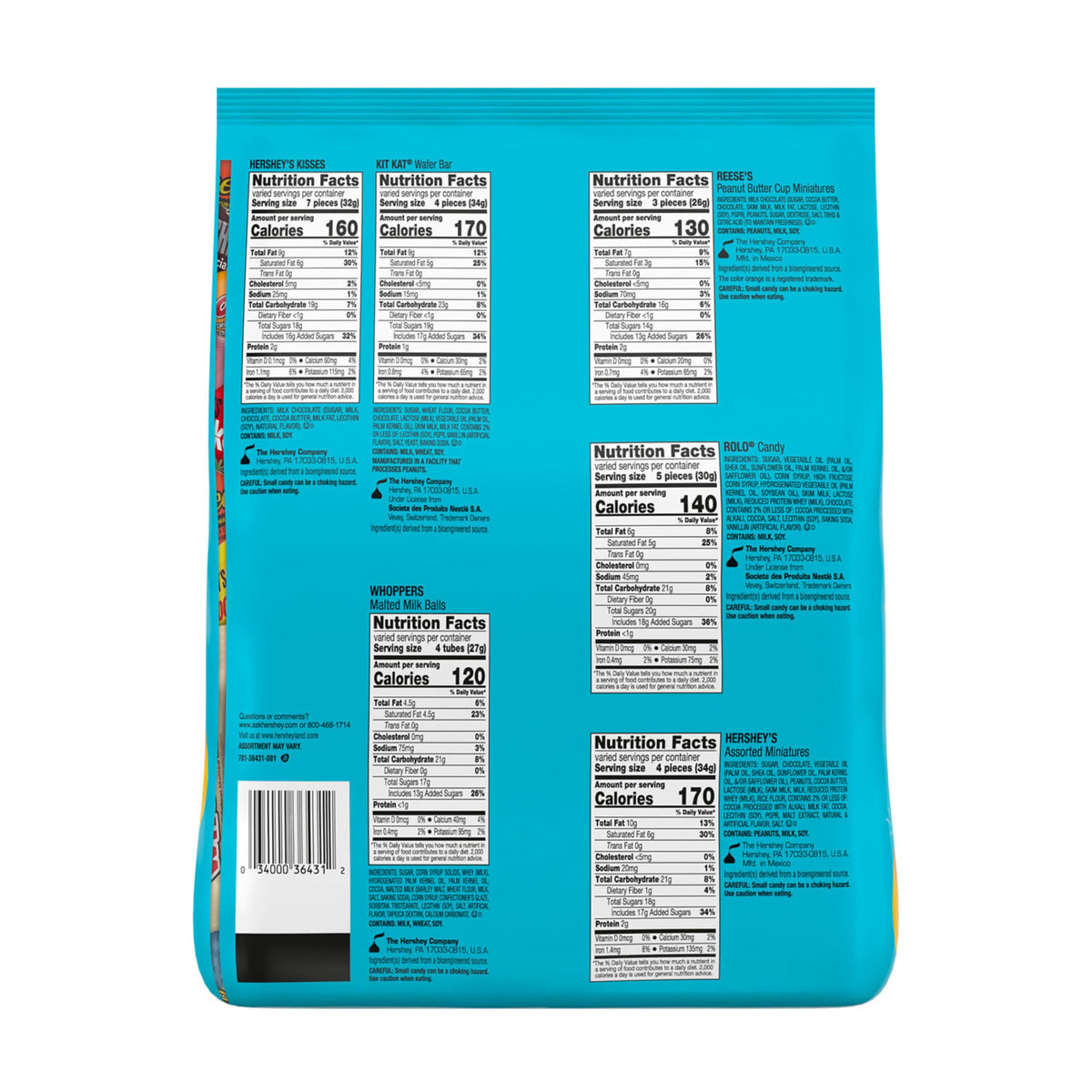 Hershey Assorted Flavored Candy Bulk Bag – 64.5 oz, 270 Pieces