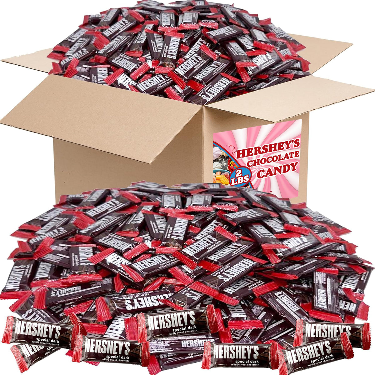 Hershey's Special Dark Mini Chocolate Bars – 2 lb Bulk, Mildly Sweet, Individually Wrapped Snack-Size Bars