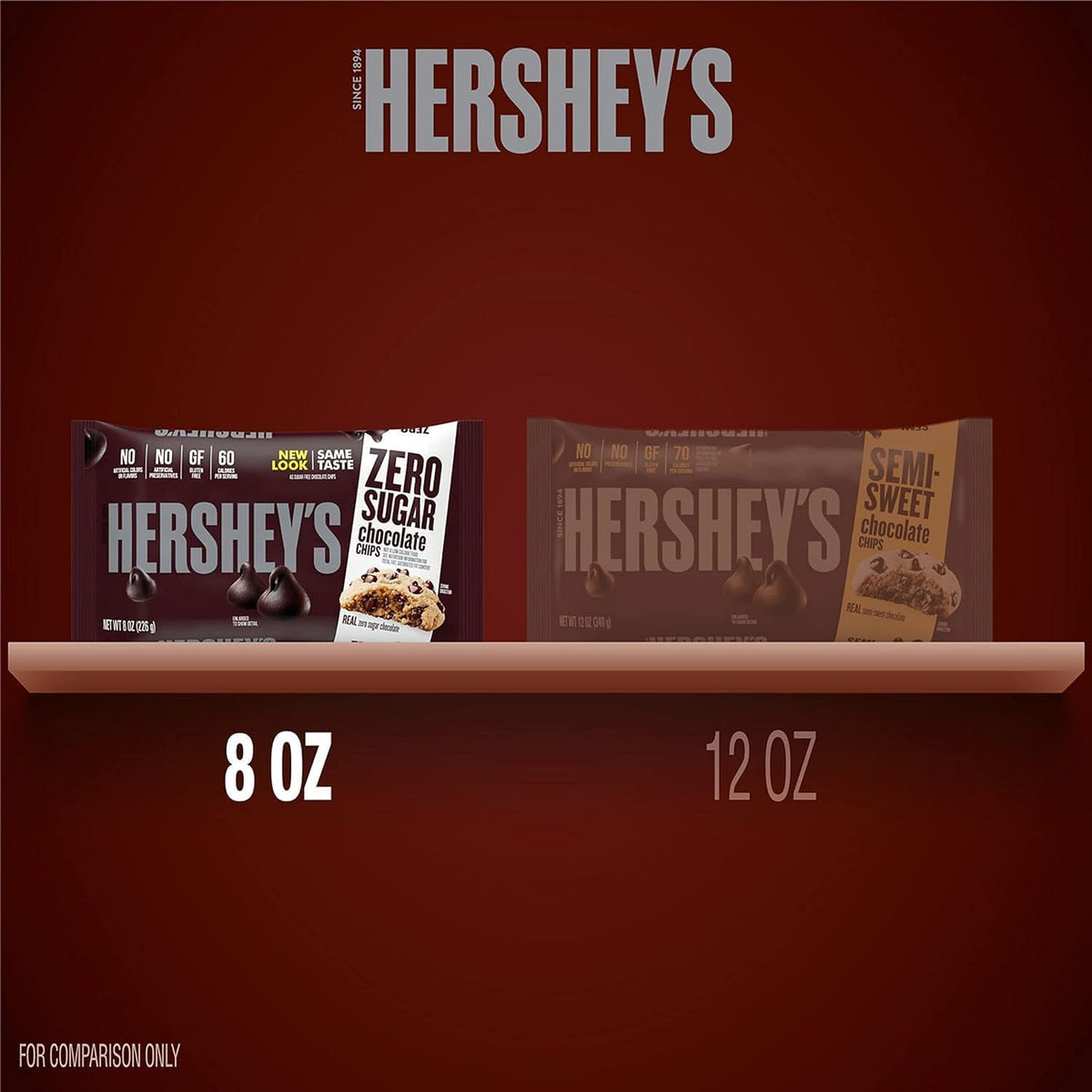 Hersheys Zero Sugar Chocolate Baking Chips - 2-Pack (8 oz each) | Gluten Free