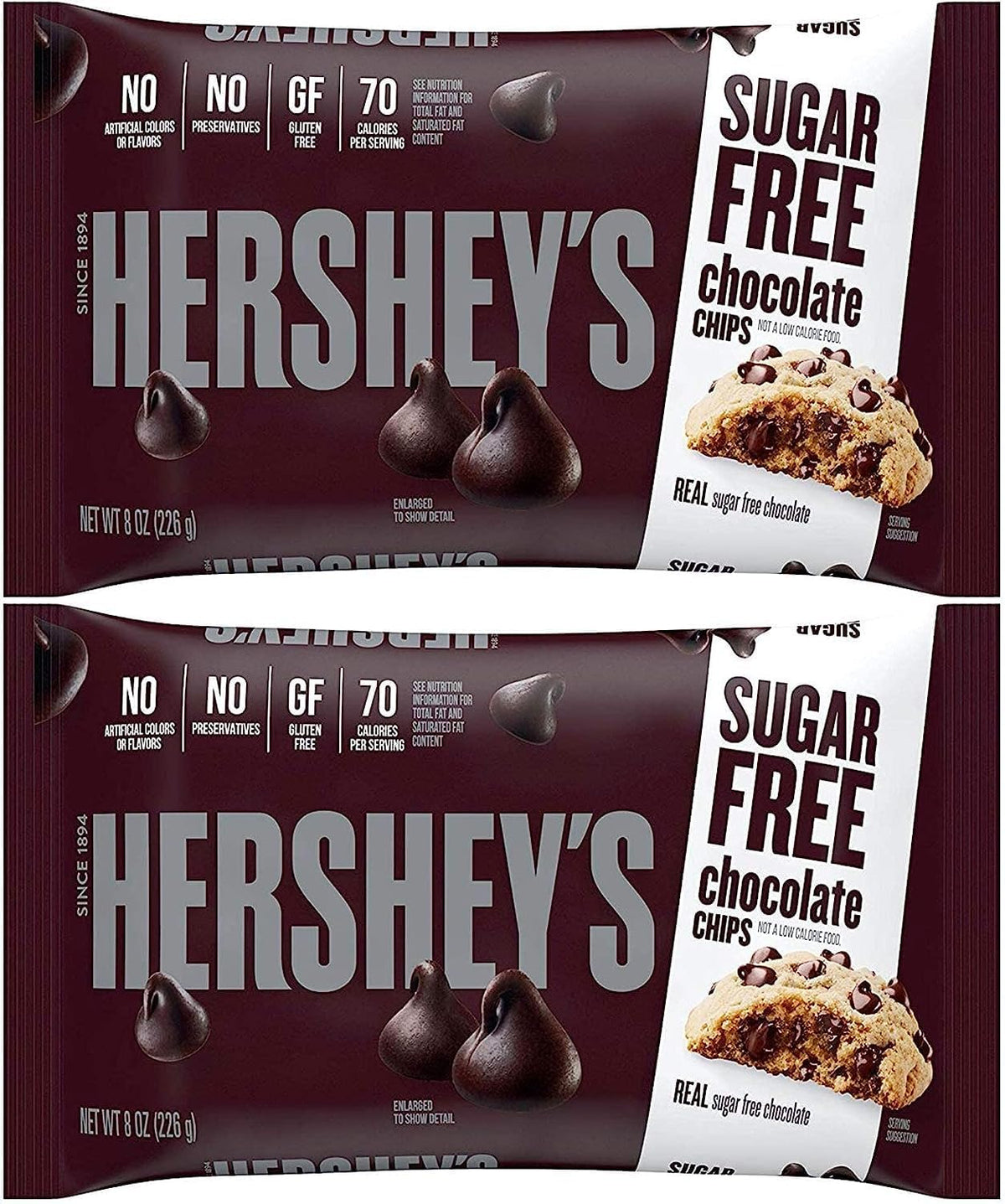 Hersheys Zero Sugar Chocolate Baking Chips - 2-Pack (8 oz each) | Gluten Free