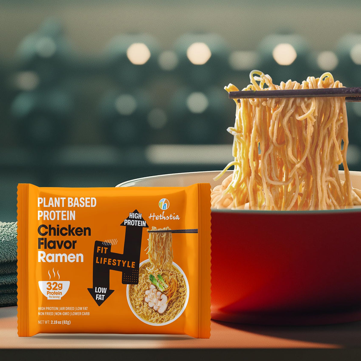 Hethstia High Protein Ramen Chicken Flavor – 6-Pack, Plant-Based & Vegan