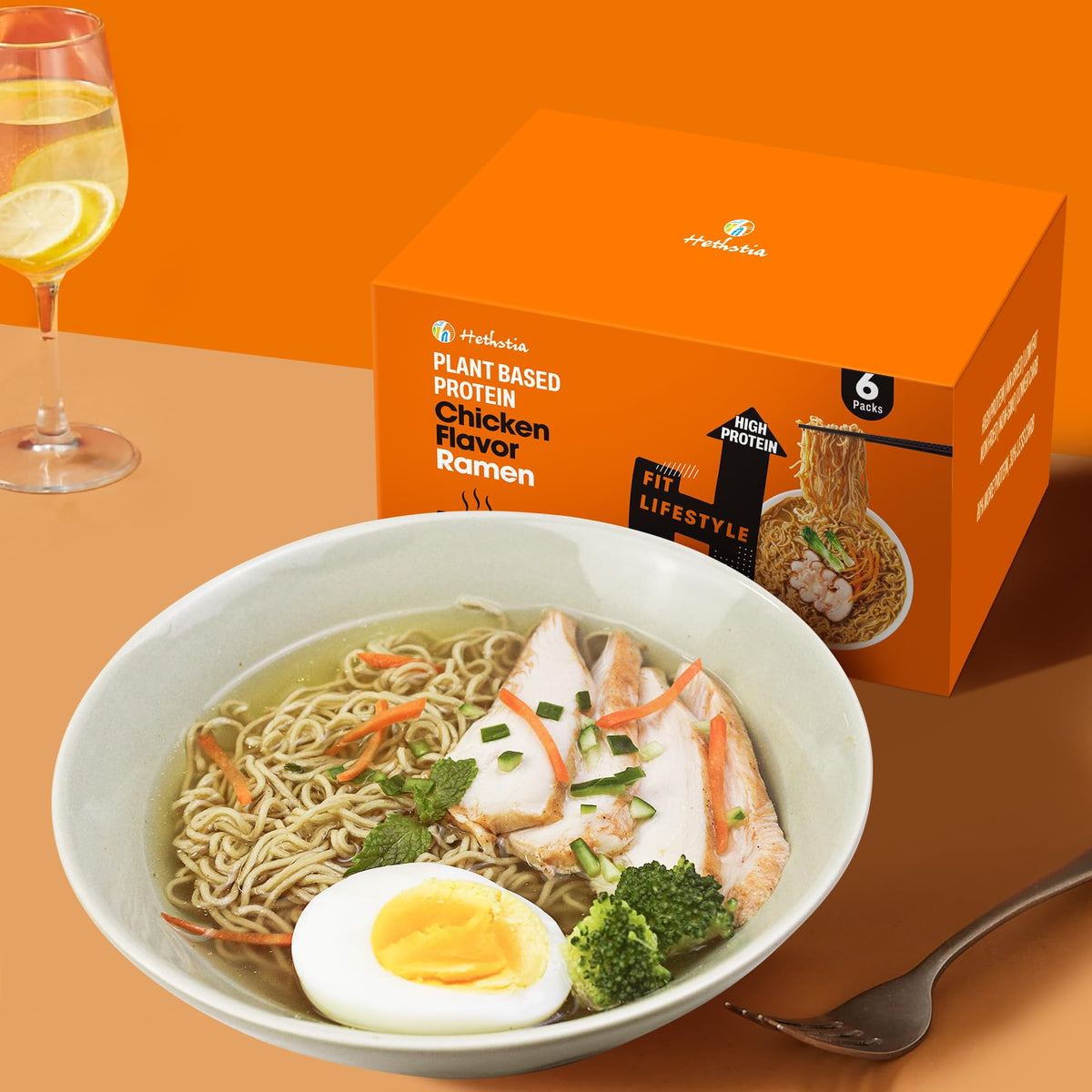 Hethstia High Protein Ramen Chicken Flavor – 6-Pack, Plant-Based & Vegan