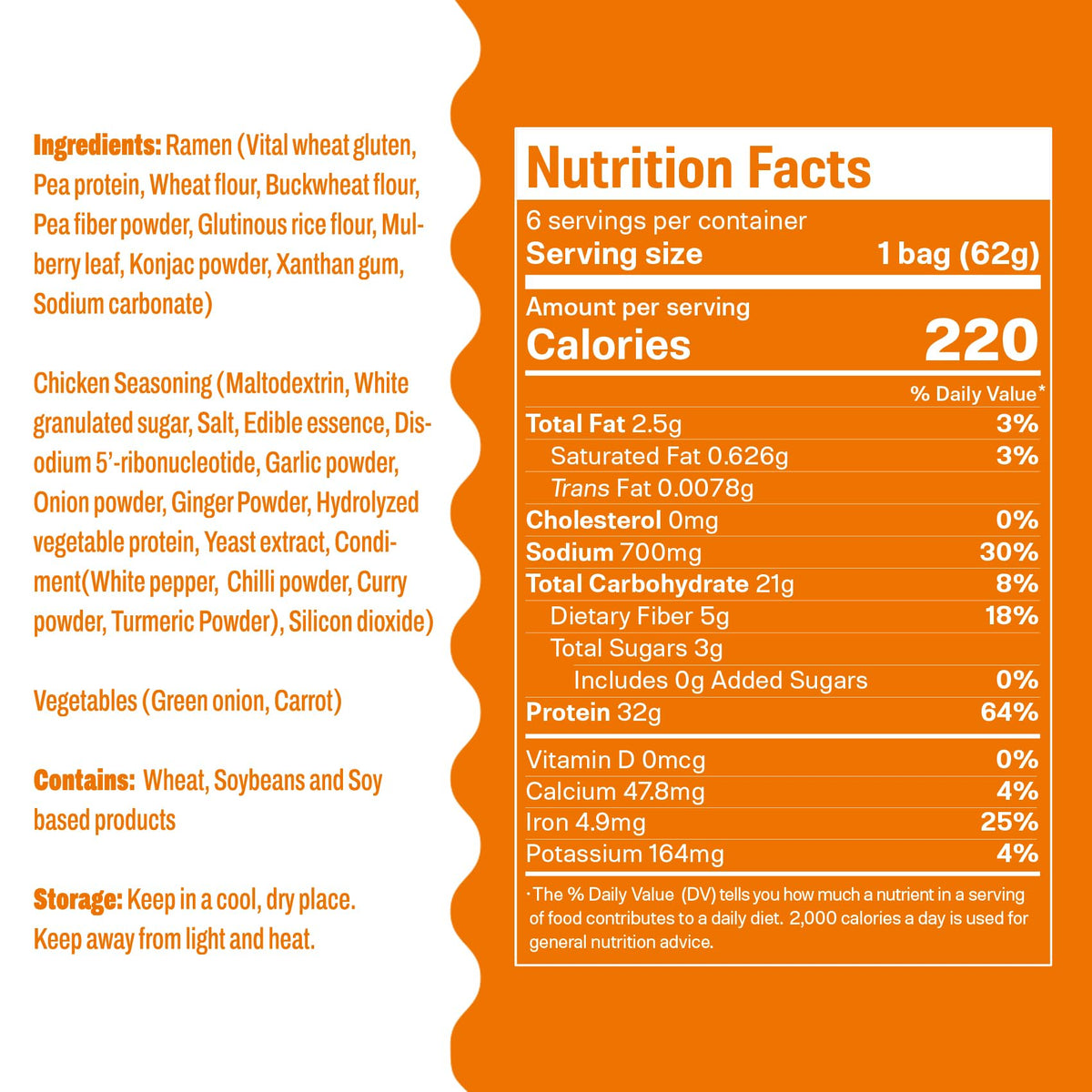 Hethstia High Protein Ramen Chicken Flavor – 6-Pack, Plant-Based & Vegan
