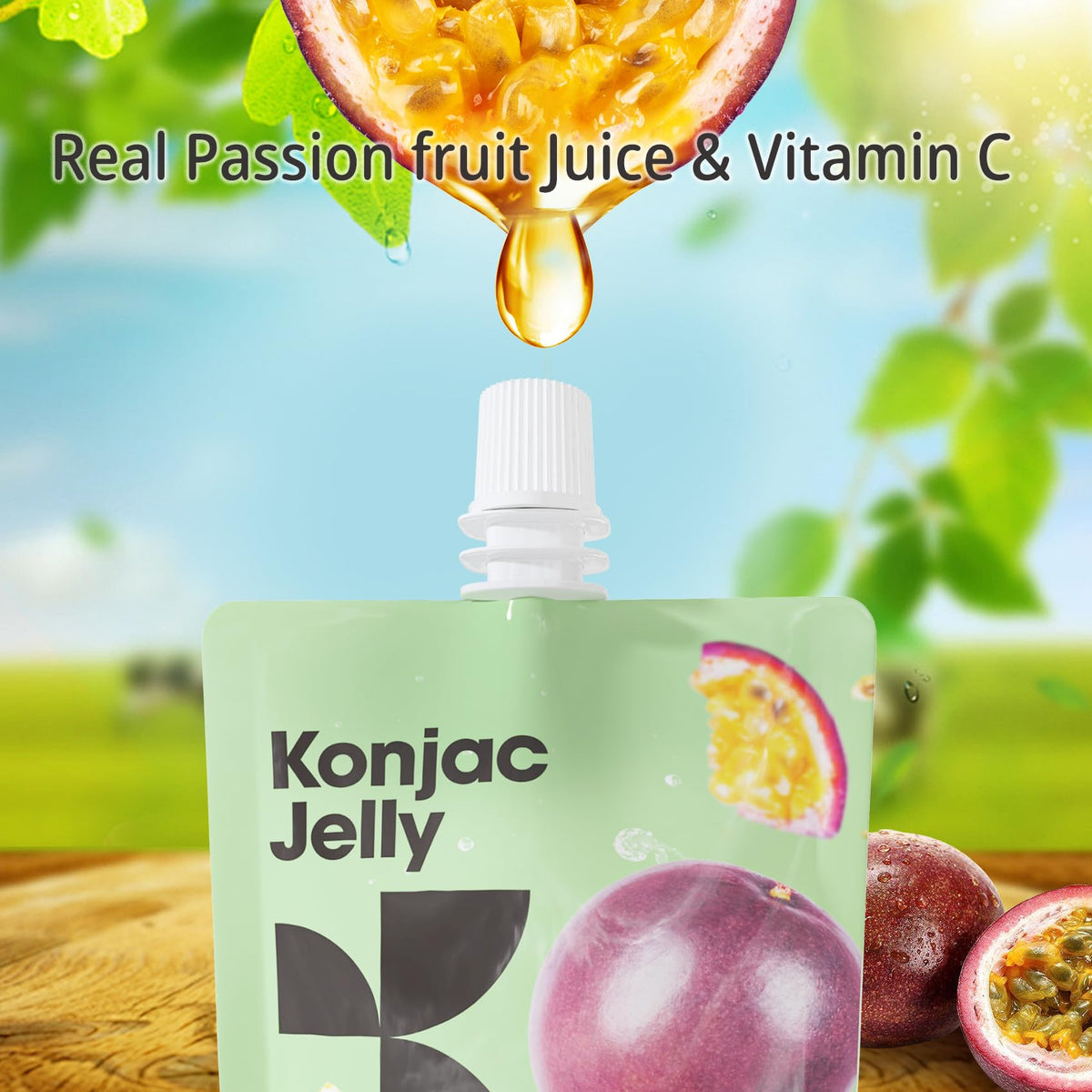 Hethstia Konjac Jelly Passion Fruit – 10 Pouches | 3 Calories, Sugar-Free, Keto & Vegan