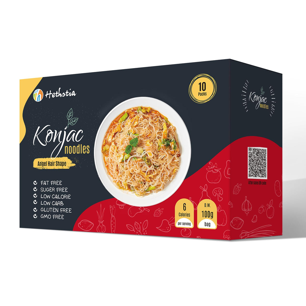 Hethstia Konjac Noodle – Ready-to-Eat Shirataki Angel Hair, Low Carb, Gluten-Free, Vegan & Keto